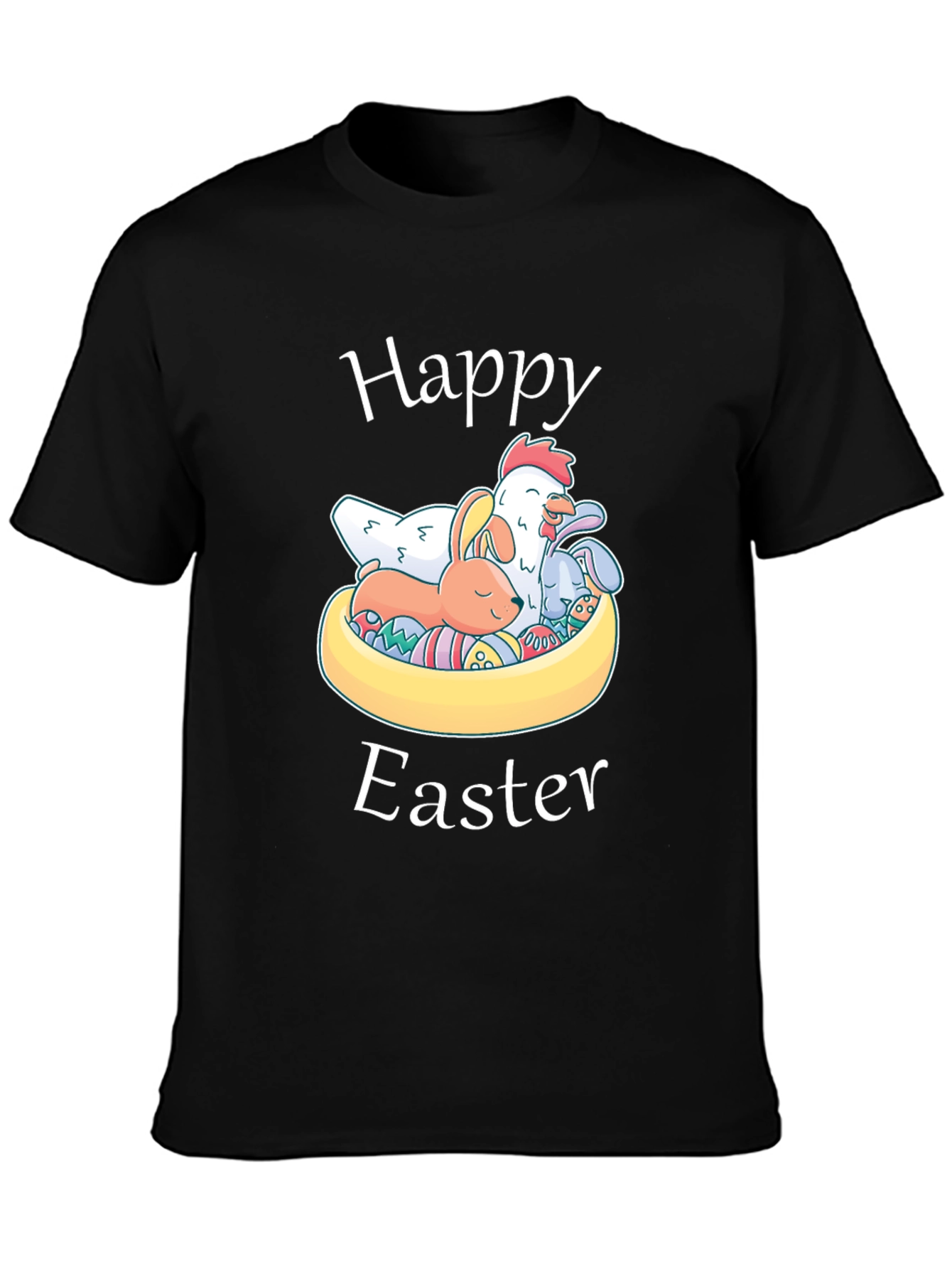 Happy Easter T-Shirt with Chicken and Bunnies