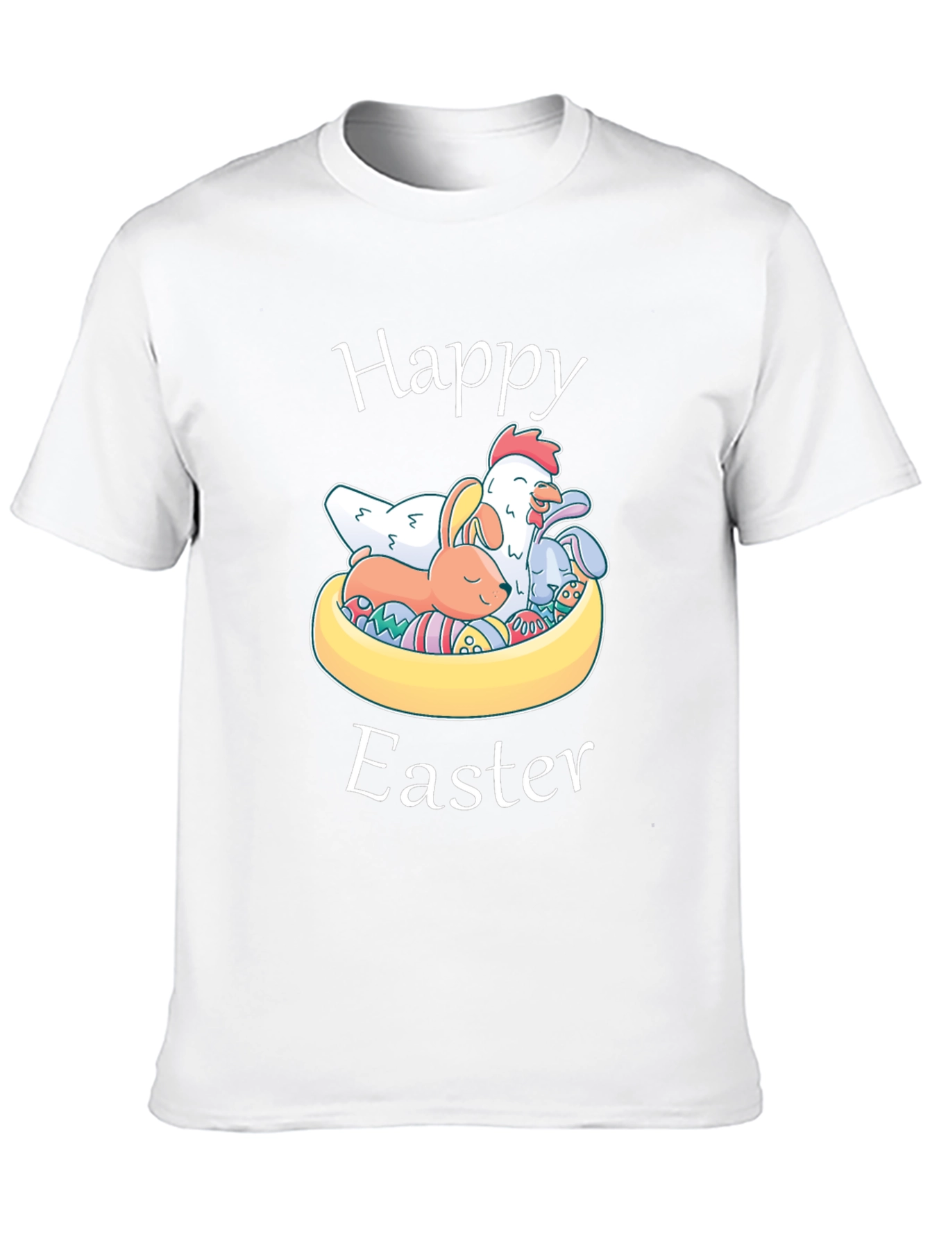 Happy Easter T-Shirt with Chicken and Bunnies