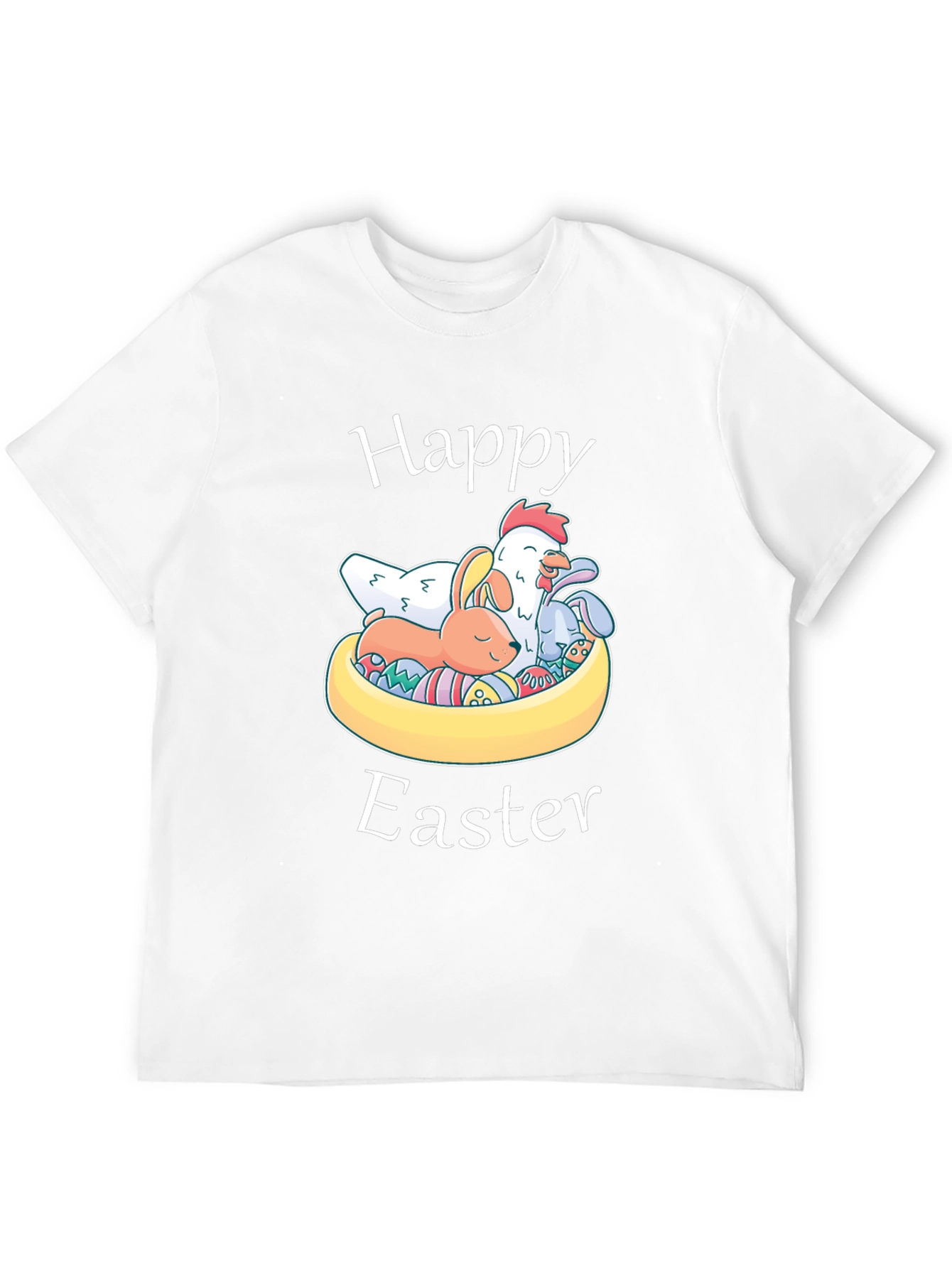 Happy Easter T-Shirt with Chicken and Bunnies