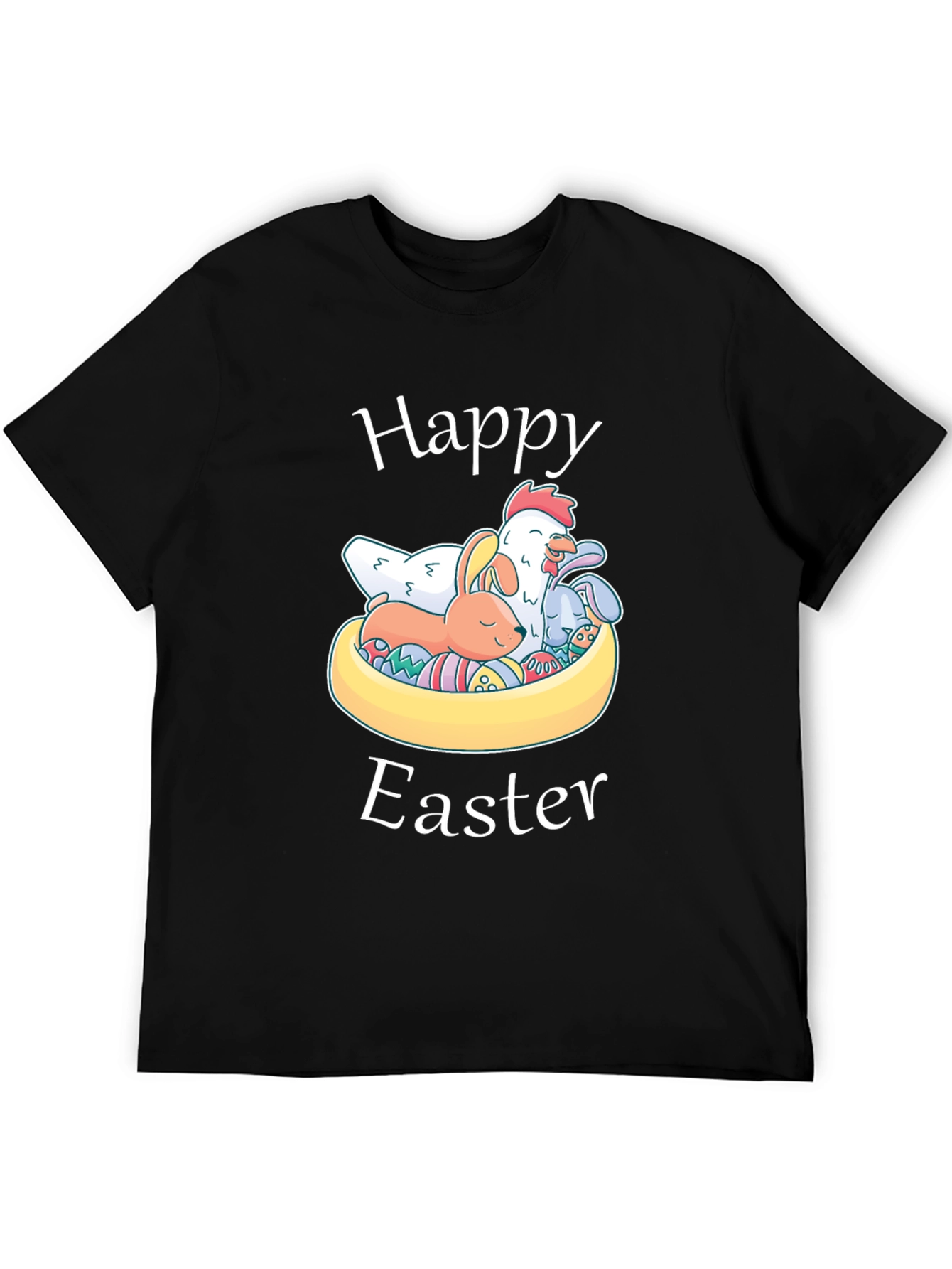 Happy Easter T-Shirt with Chicken and Bunnies
