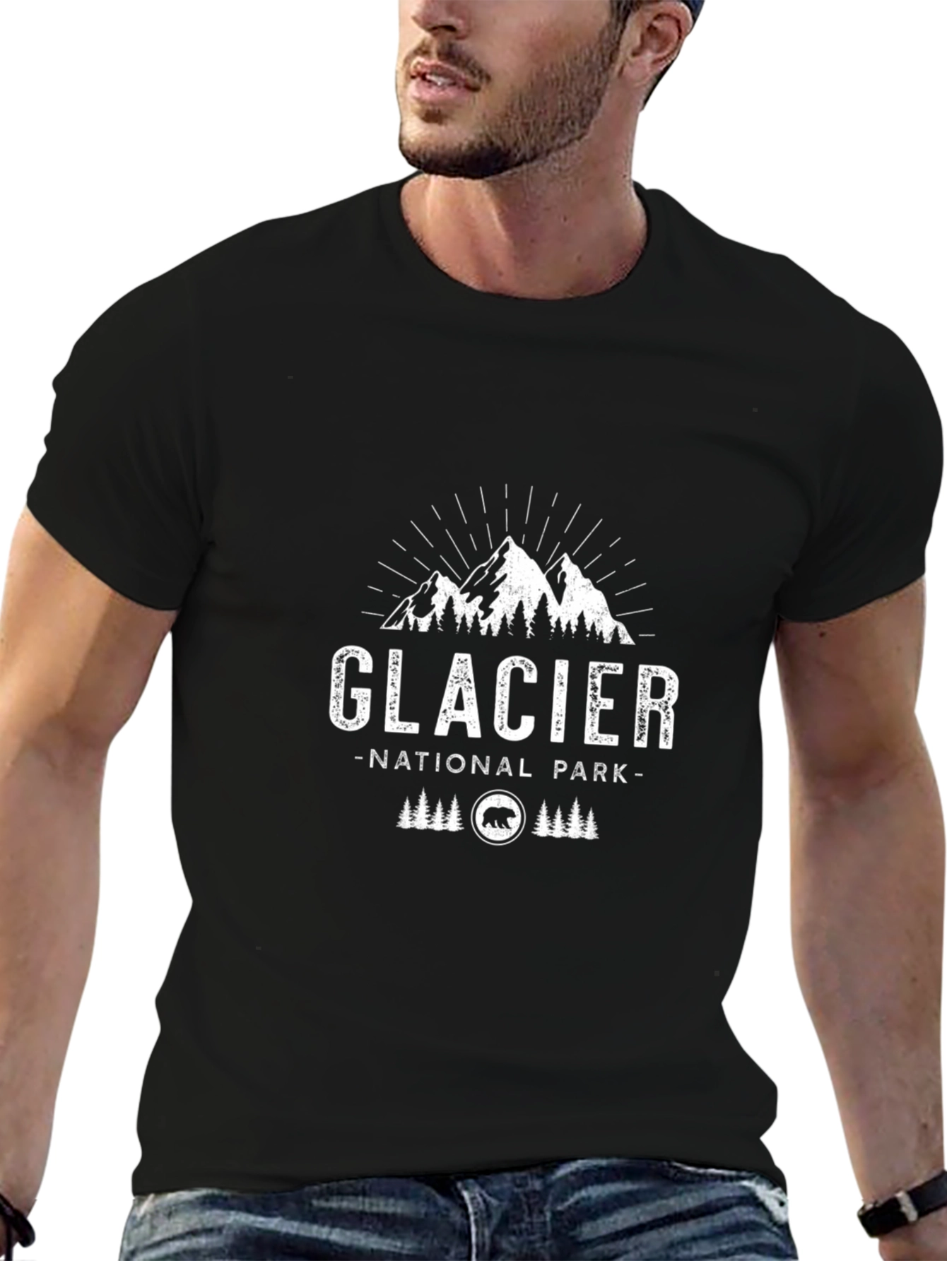 Glacier National Park Graphic Tee - Black Cotton T-Shirt
