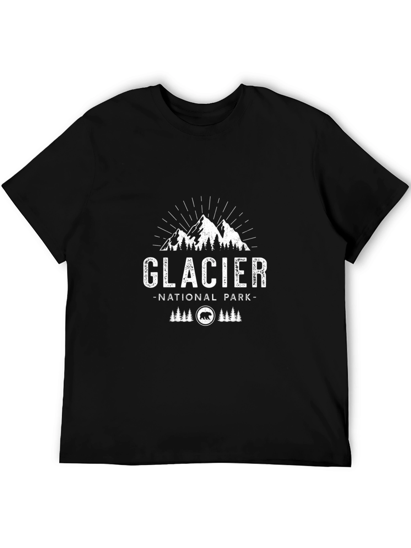 Glacier National Park Graphic Tee - Black Cotton T-Shirt