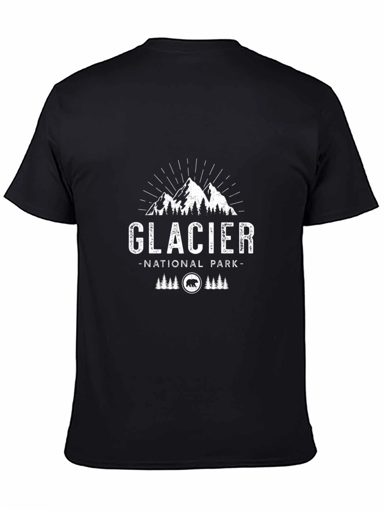 Glacier National Park Graphic Tee - Black Cotton T-Shirt