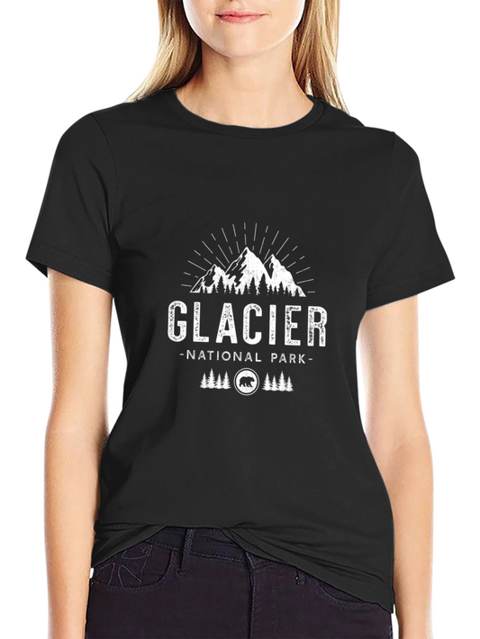 Glacier National Park Graphic Tee - Black Cotton T-Shirt