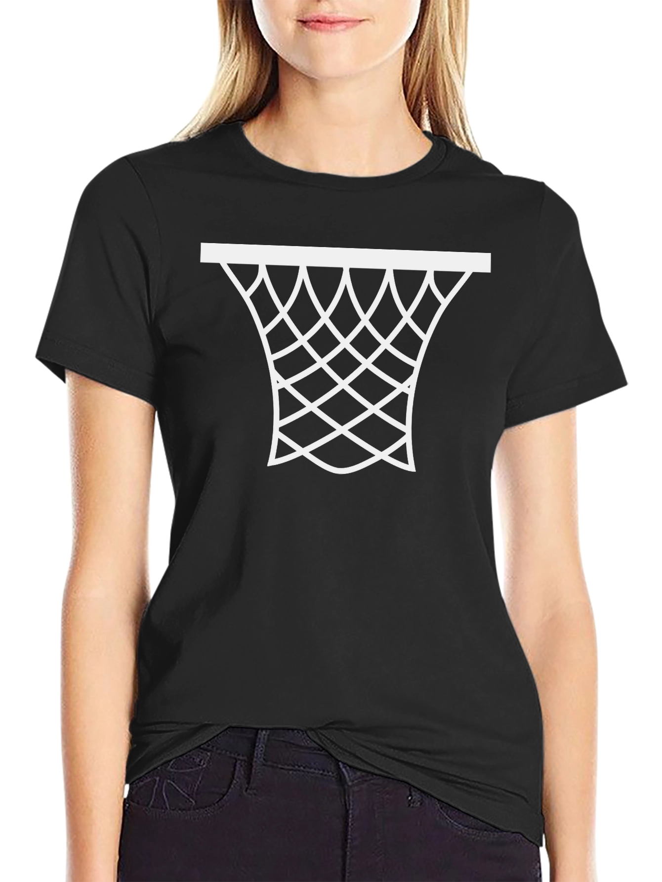 Basketball Hoop Graphic Tee - Stylish Black T-Shirt
