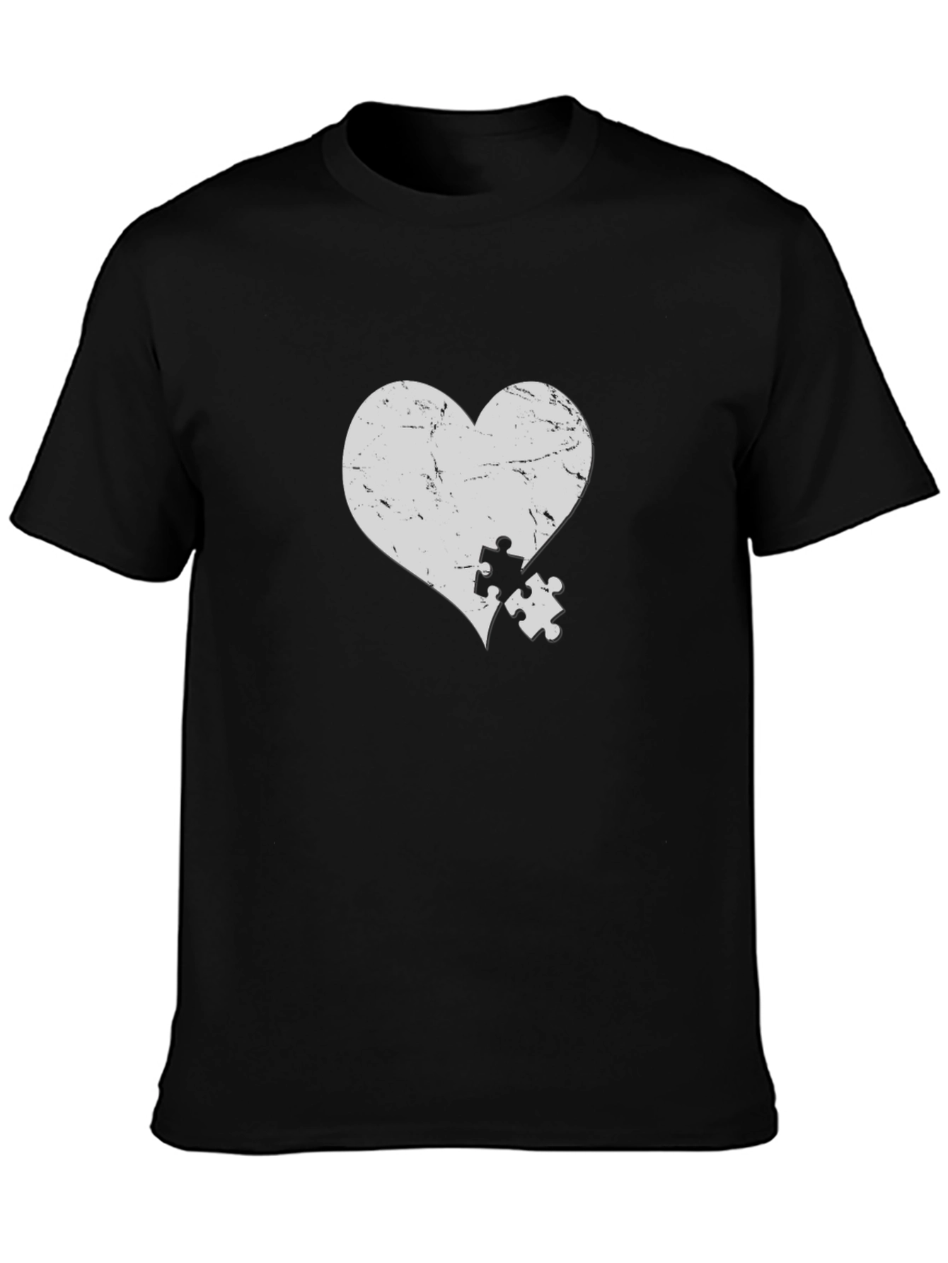 Heart Puzzle Piece T-Shirt - Black