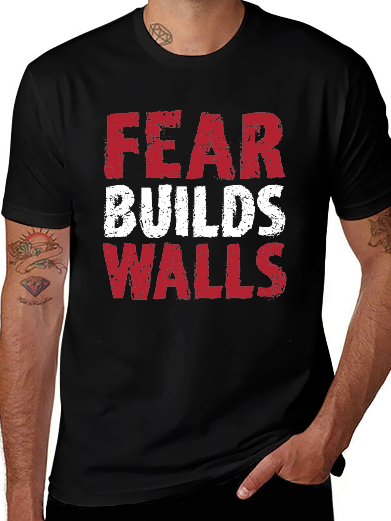 Fear Builds Walls Graphic Tee - Black