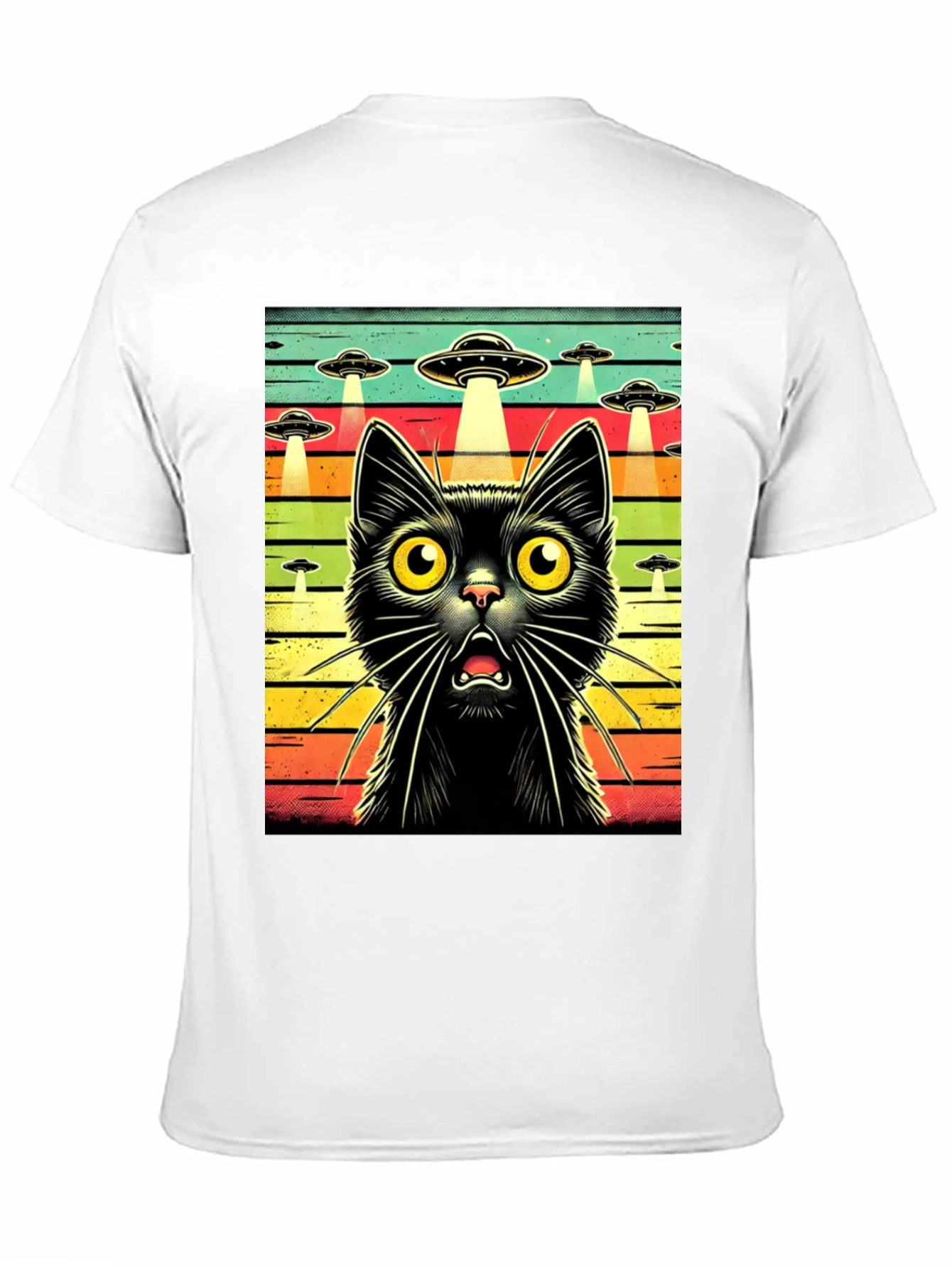 Alien Abduction Cat Graphic T-Shirt