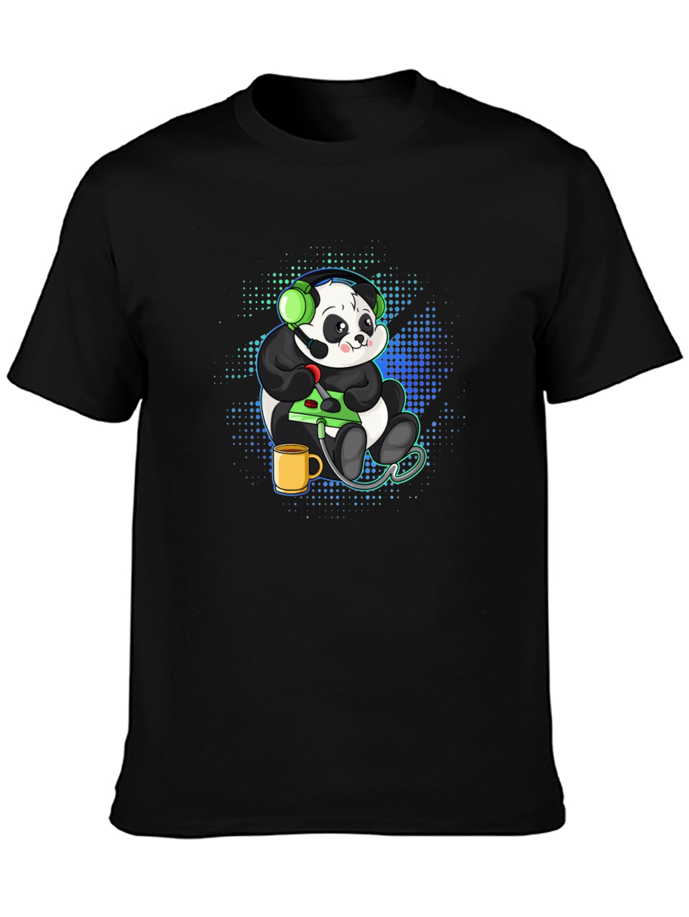 Gamer Panda Graphic Tee - Black Cotton T-Shirt