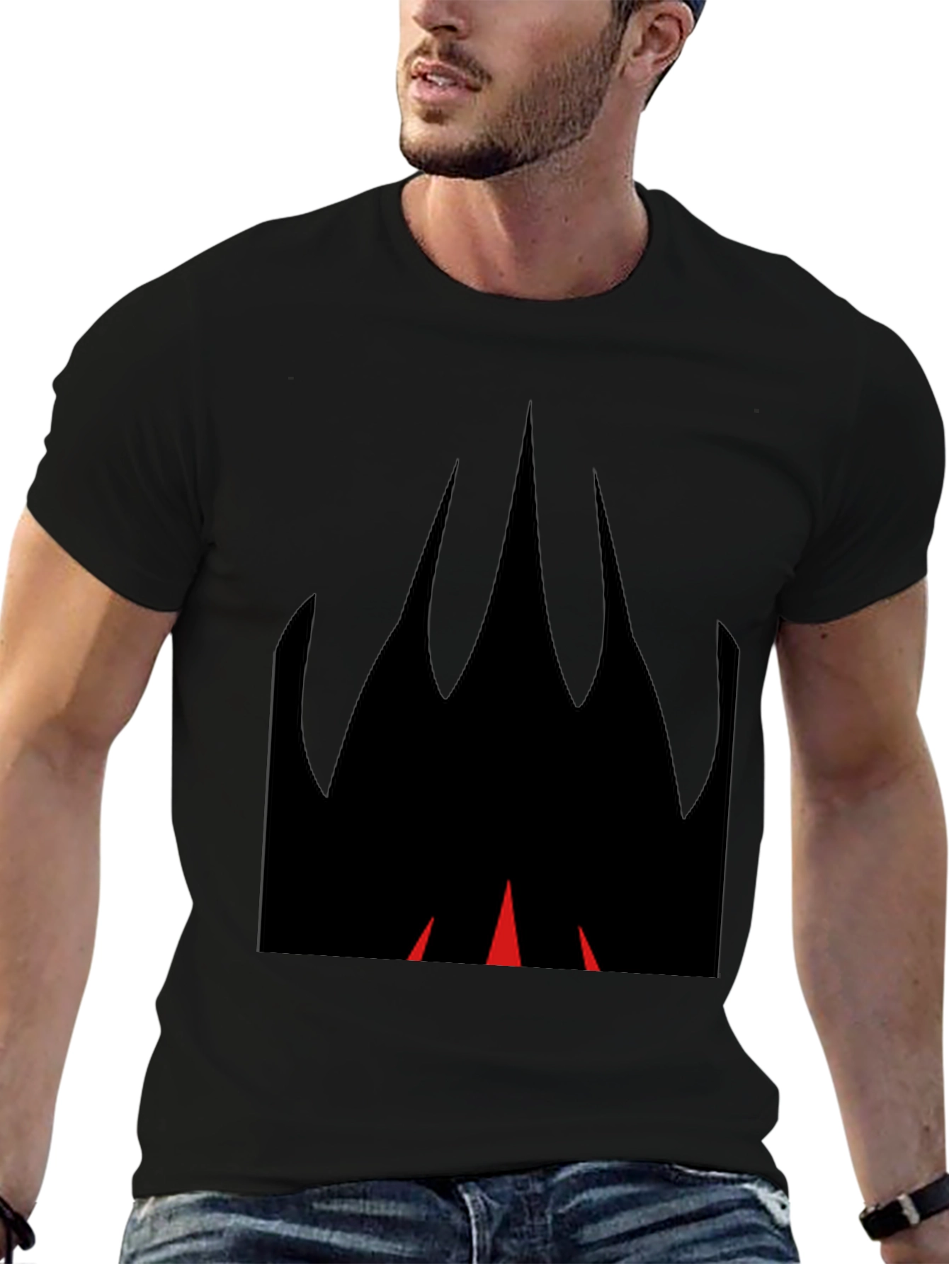 Graphic Black T-Shirt with Flame Design