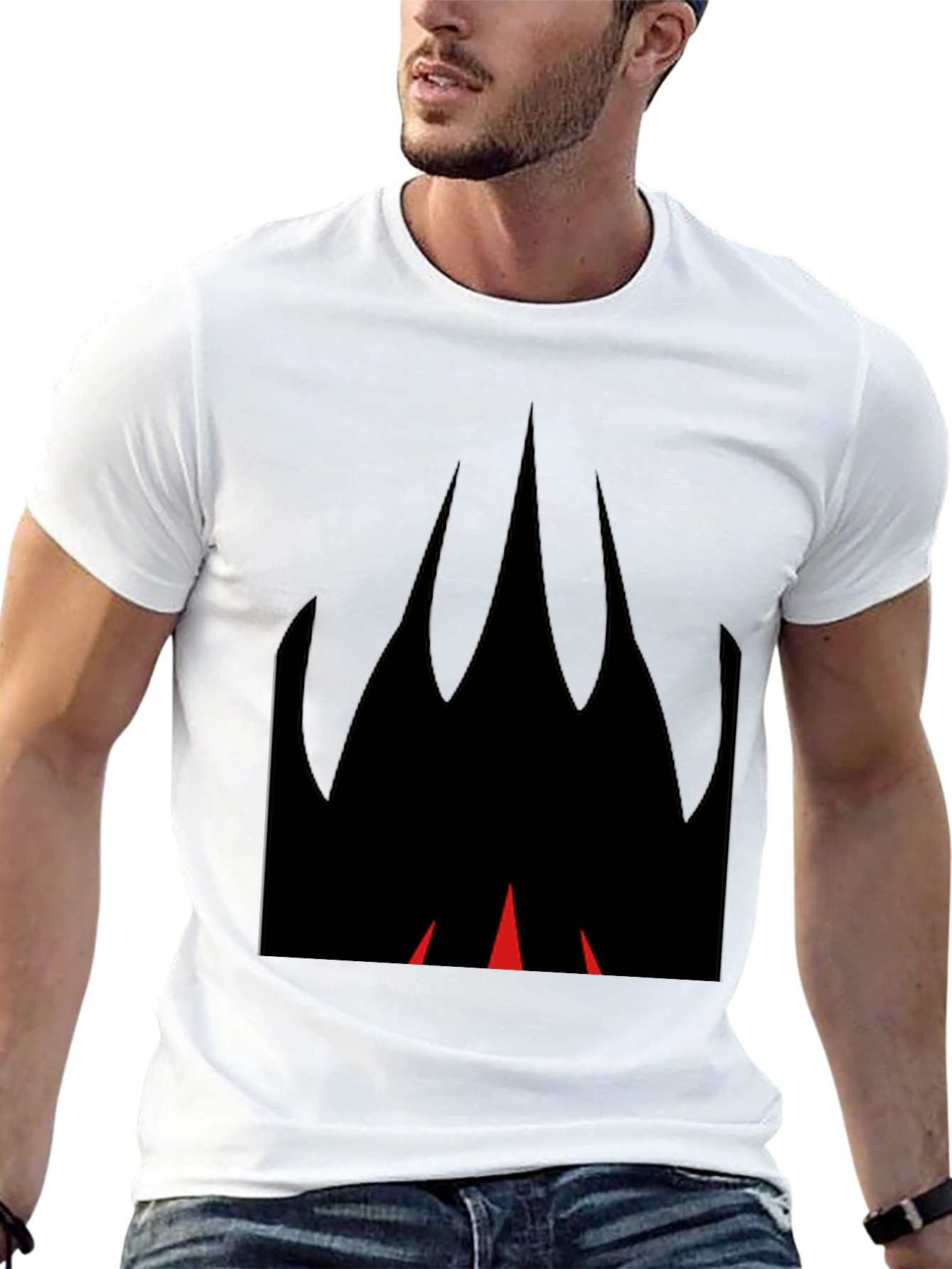 Graphic Black T-Shirt with Flame Design