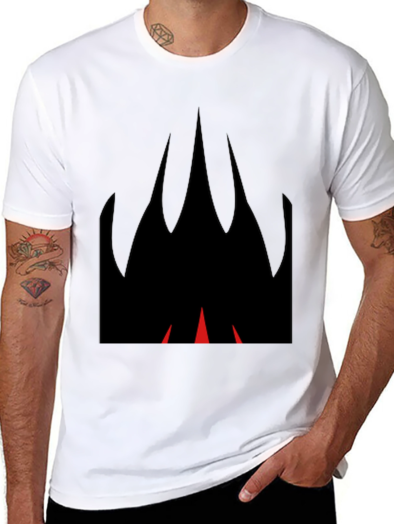 Graphic Black T-Shirt with Flame Design