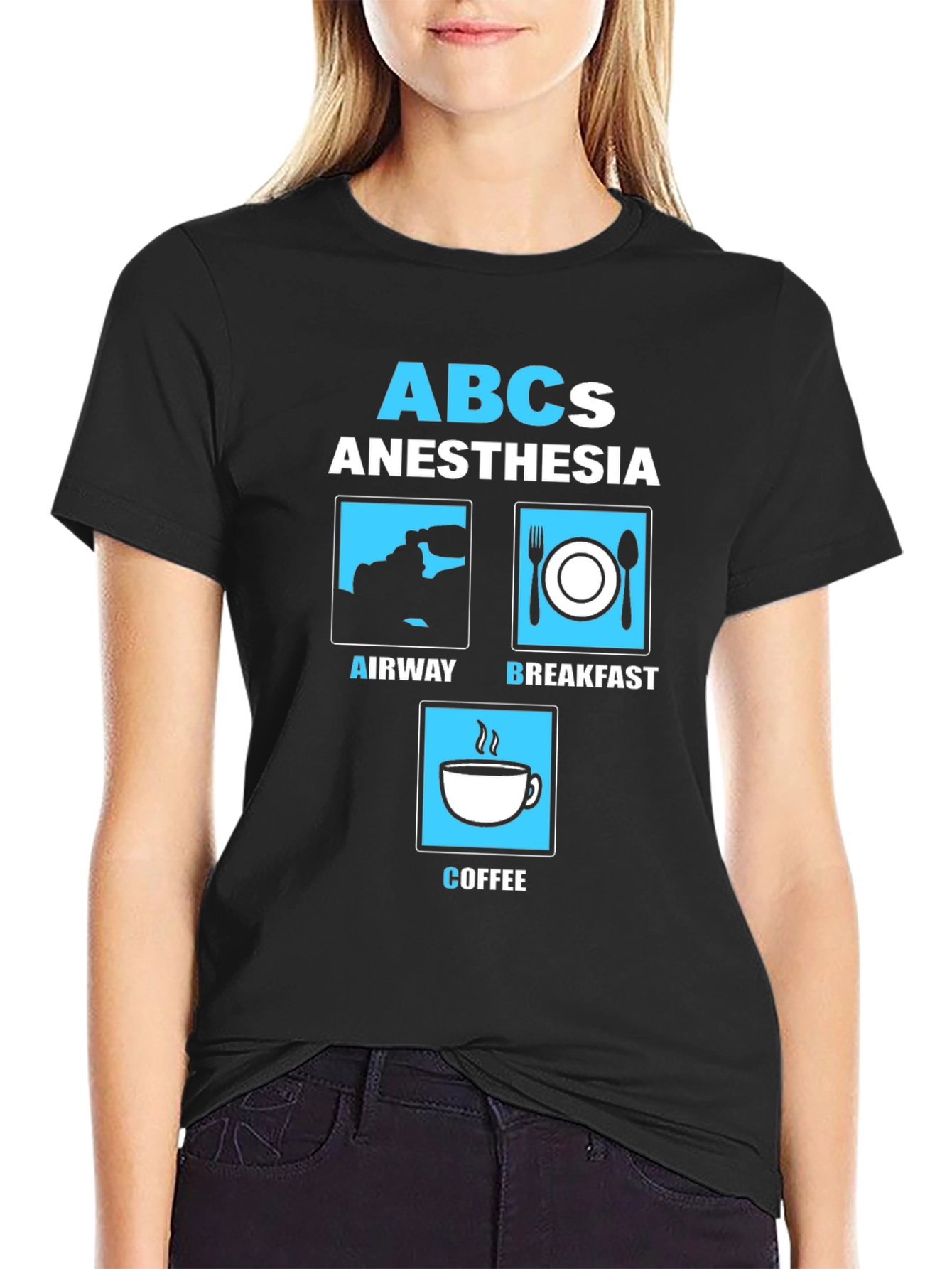 Anesthesia ABCs Graphic T-Shirt - Airway Breakfast Coffee