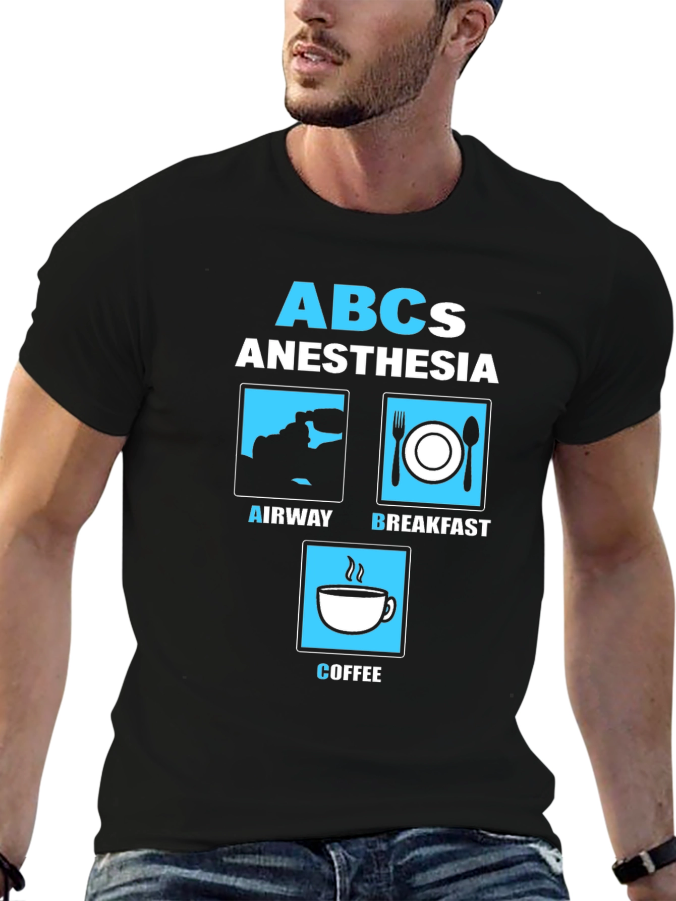 Anesthesia ABCs Graphic T-Shirt - Airway Breakfast Coffee