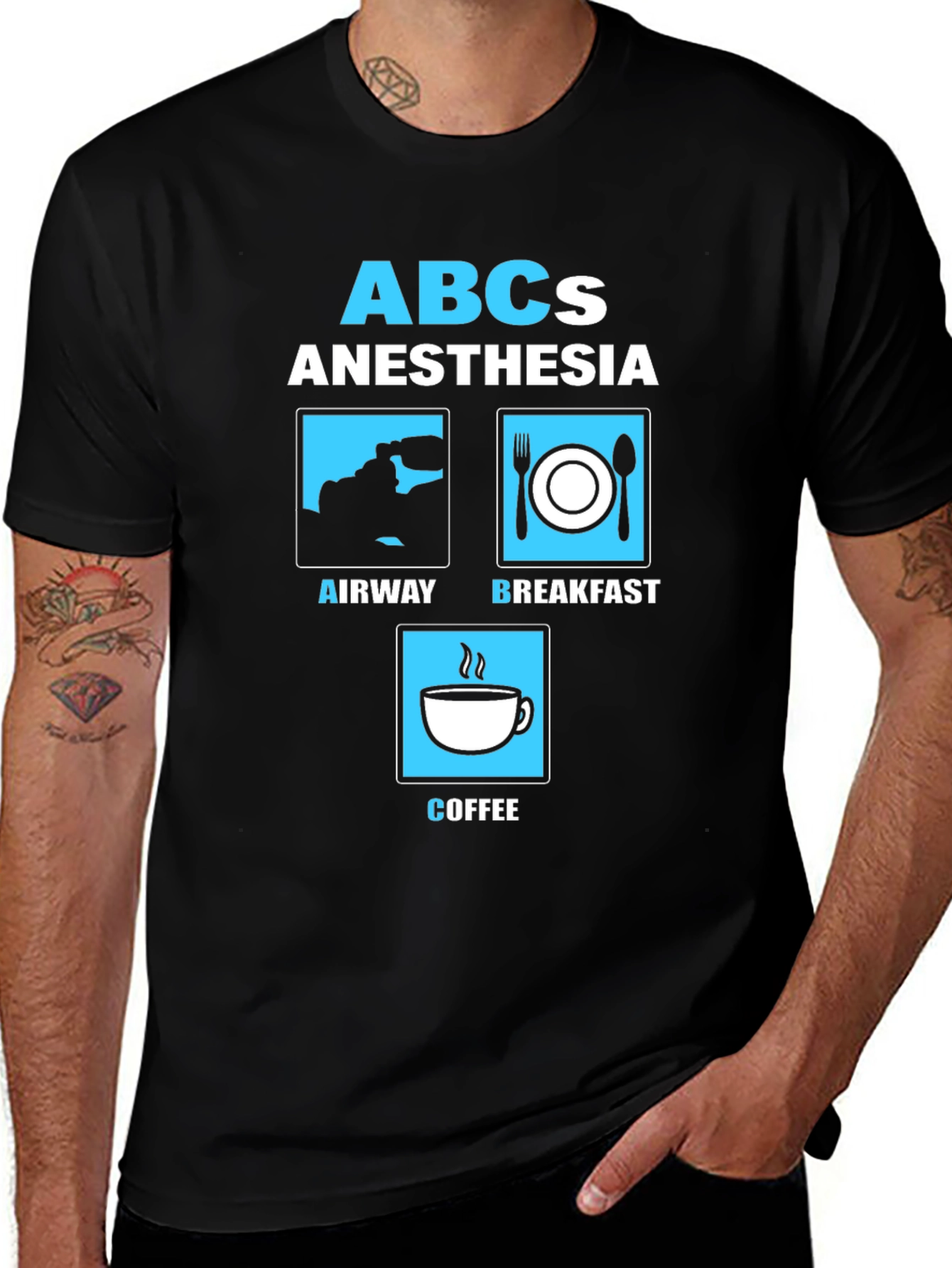 Anesthesia ABCs Graphic T-Shirt - Airway Breakfast Coffee