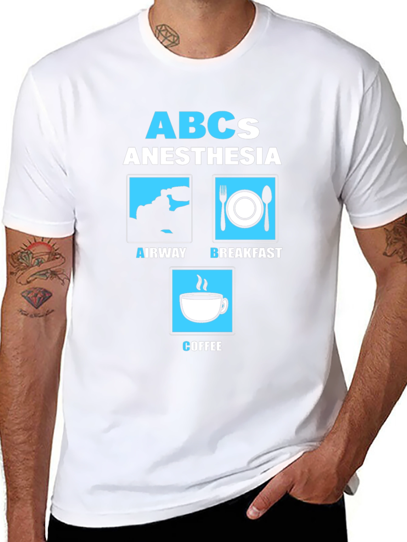Anesthesia ABCs Graphic T-Shirt - Airway Breakfast Coffee