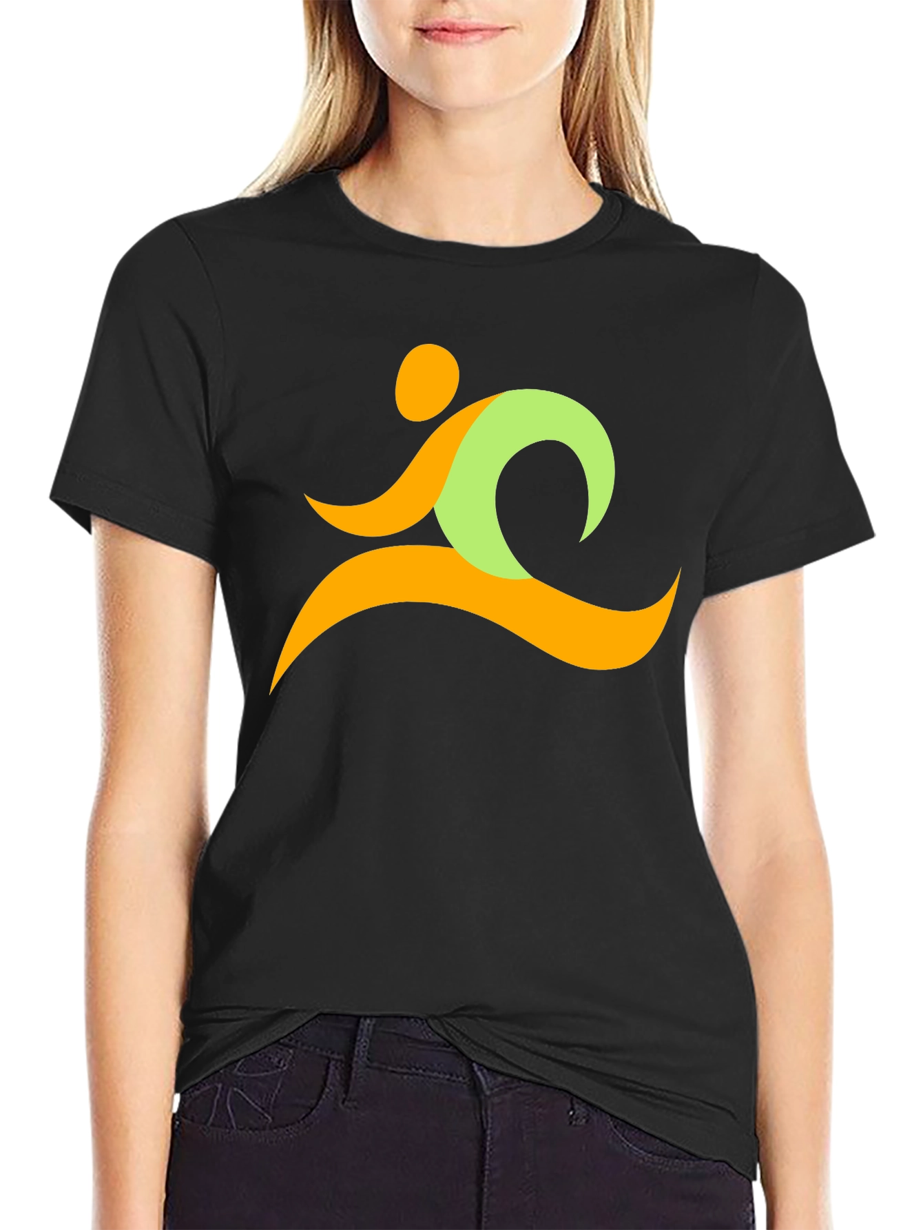 Abstract Runner Graphic Black T-Shirt
