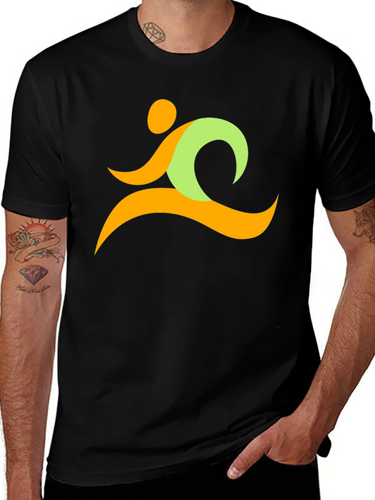 Abstract Runner Graphic Black T-Shirt