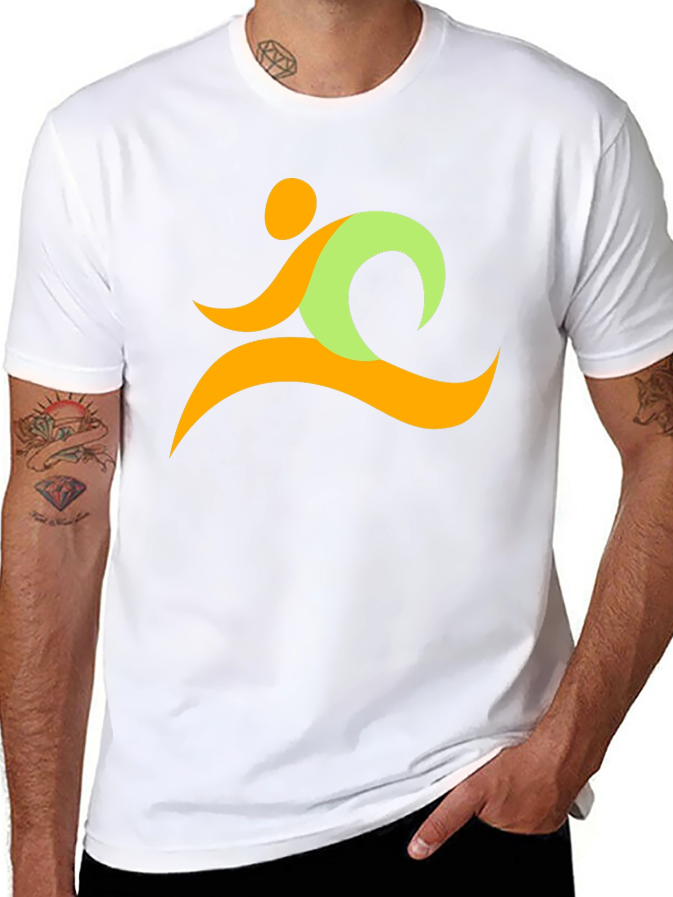 Abstract Runner Graphic Black T-Shirt