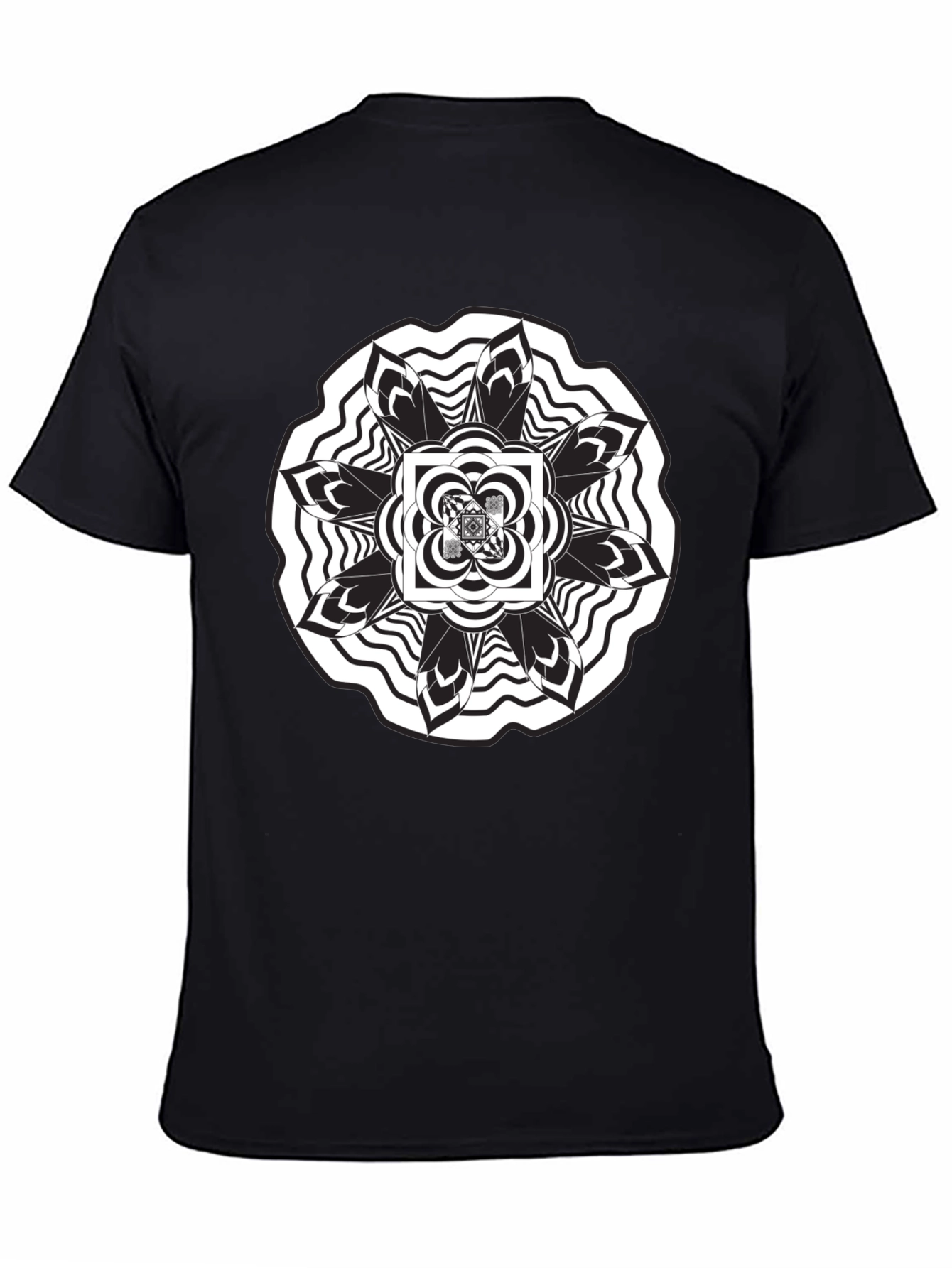 Abstract Mandala Graphic Black T-Shirt