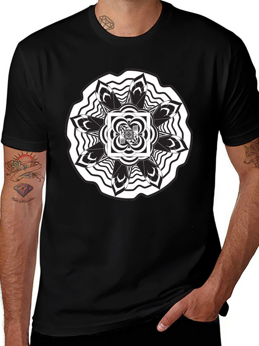 Abstract Mandala Graphic Black T-Shirt