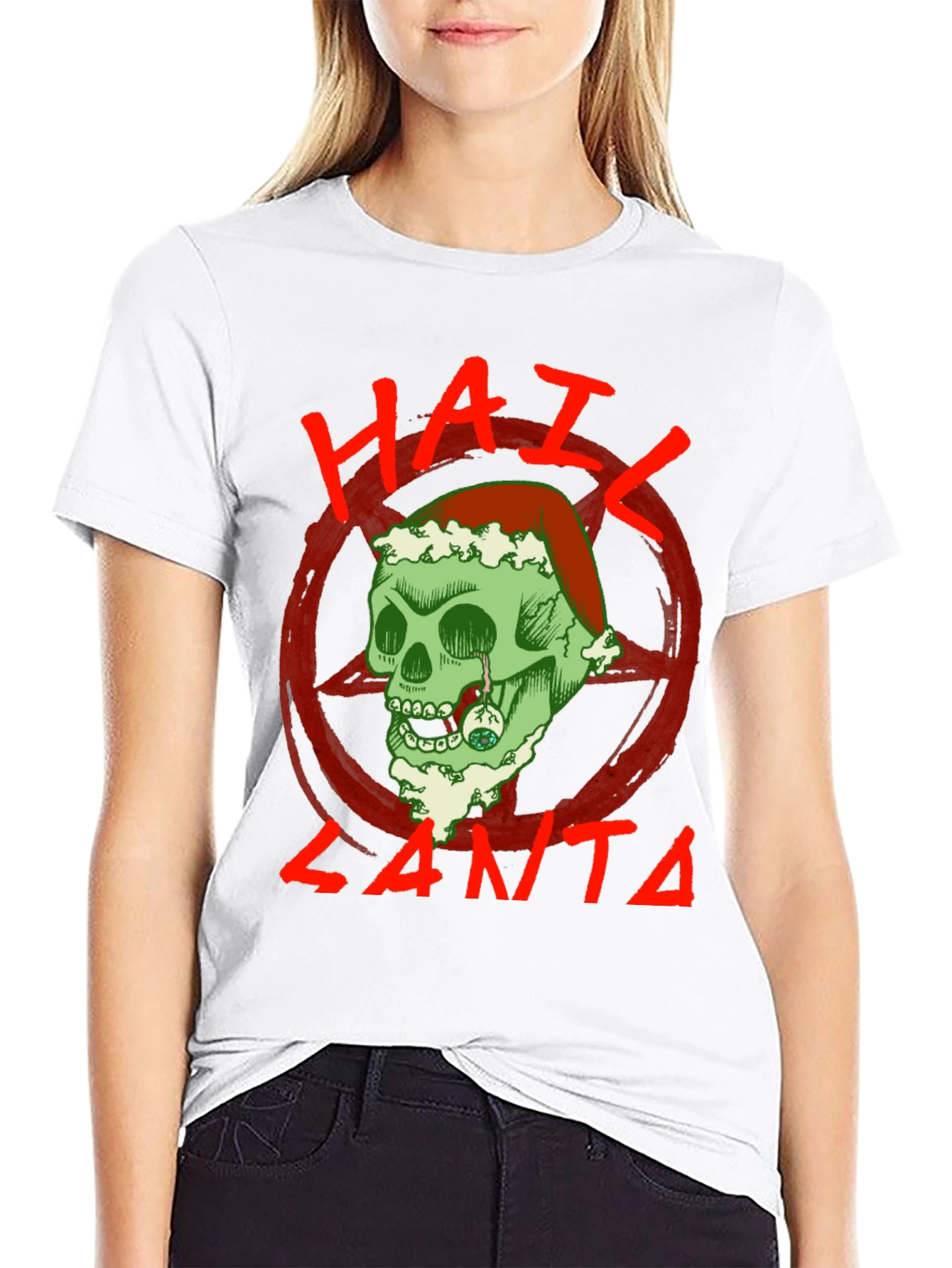 Hail Santa Skull T-Shirt - Holiday Grunge Style