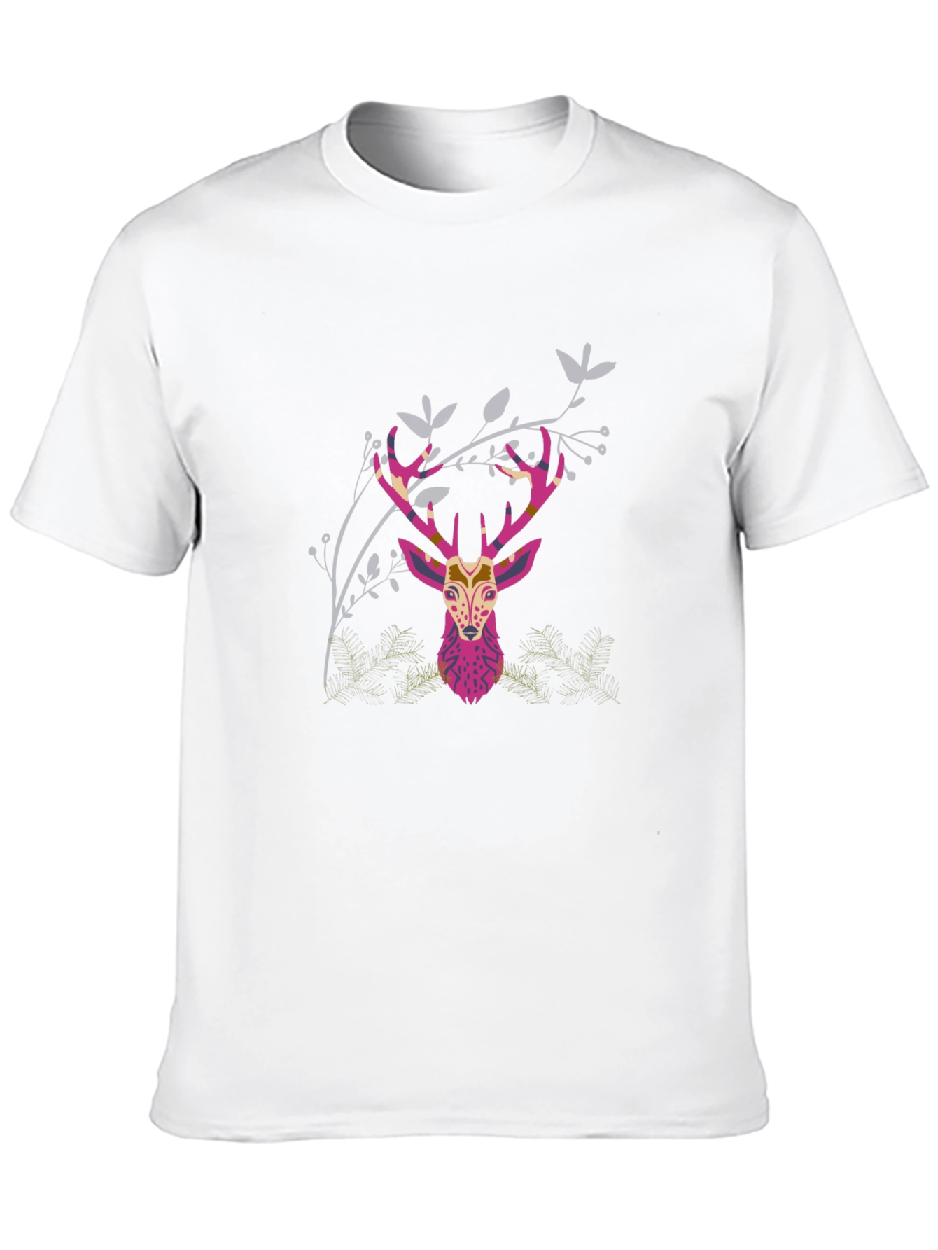 Geometric Deer Head Graphic Print Black T-Shirt