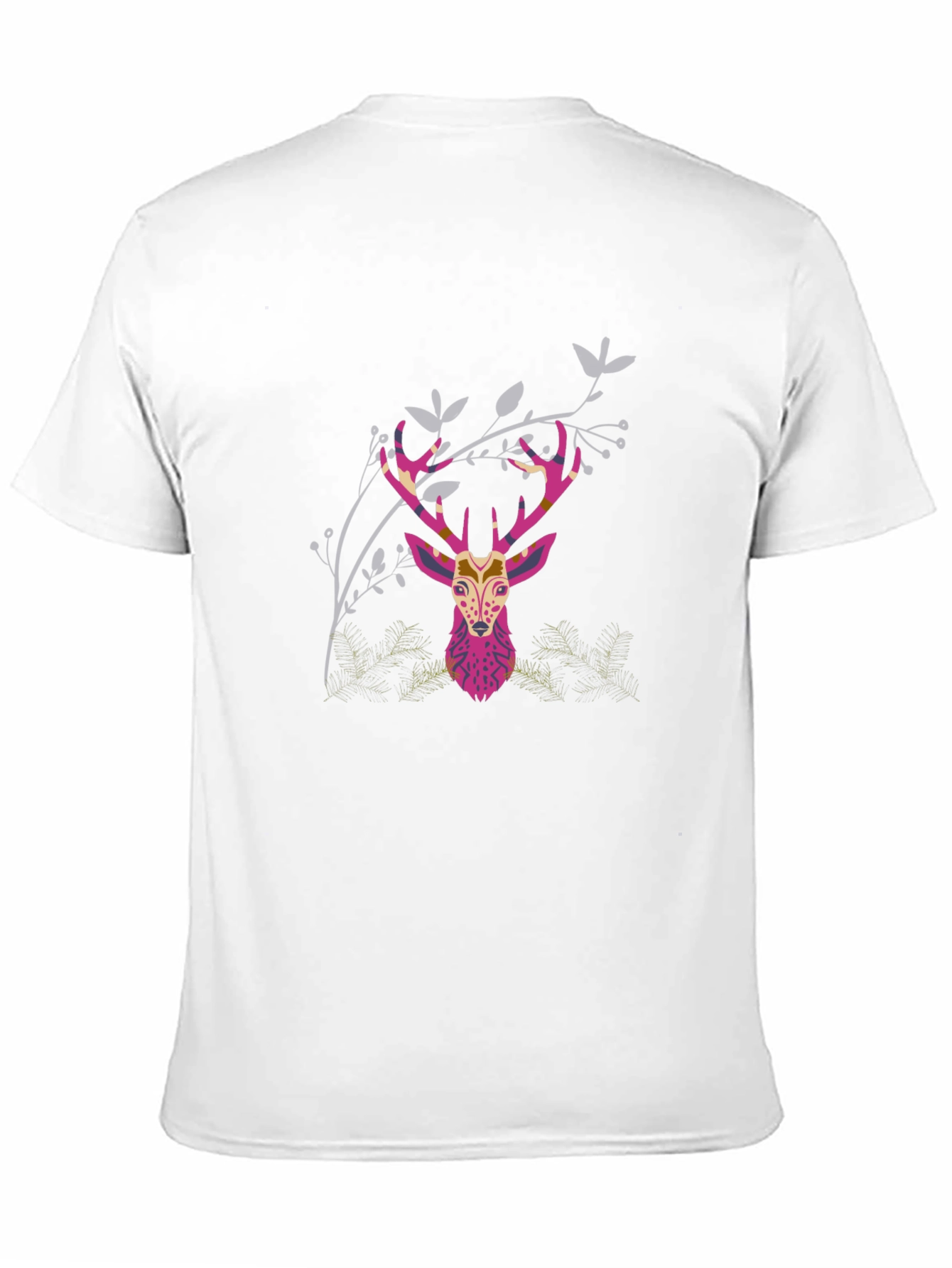Geometric Deer Head Graphic Print Black T-Shirt