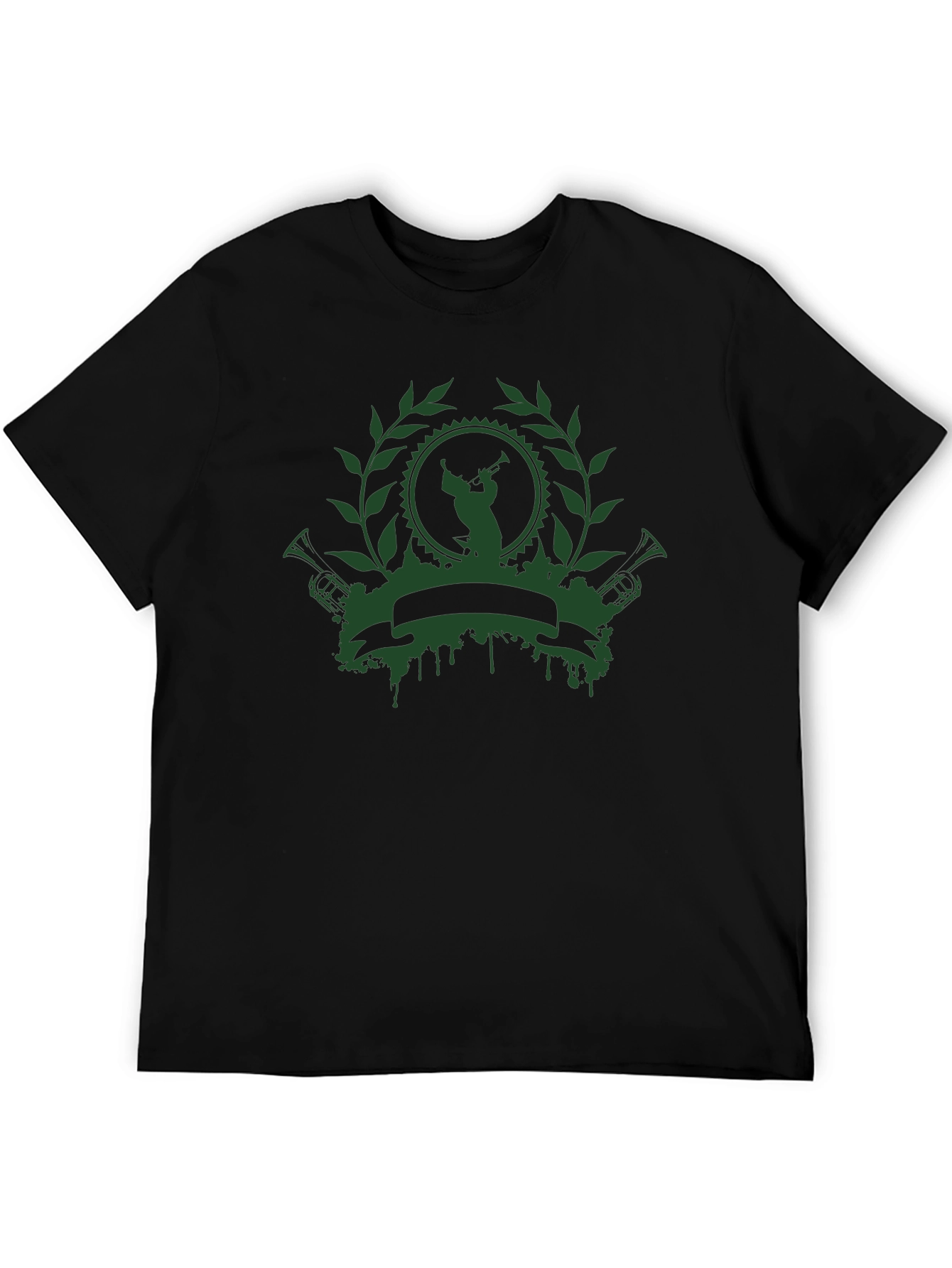 Green Musician Crest Black T-Shirt
