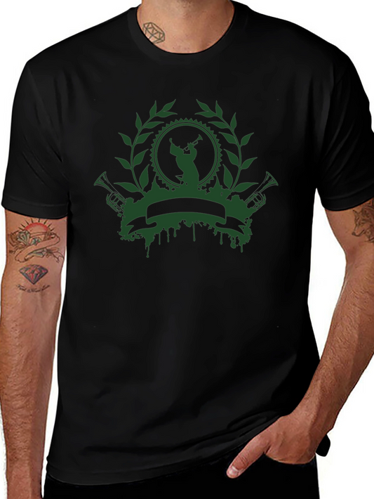 Green Musician Crest Black T-Shirt