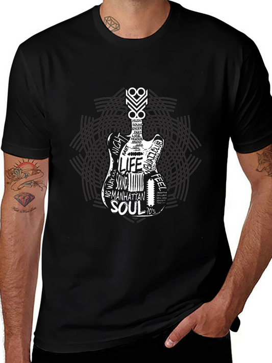 Guitar Word Art Graphic T-Shirt - Music Lover Tee
