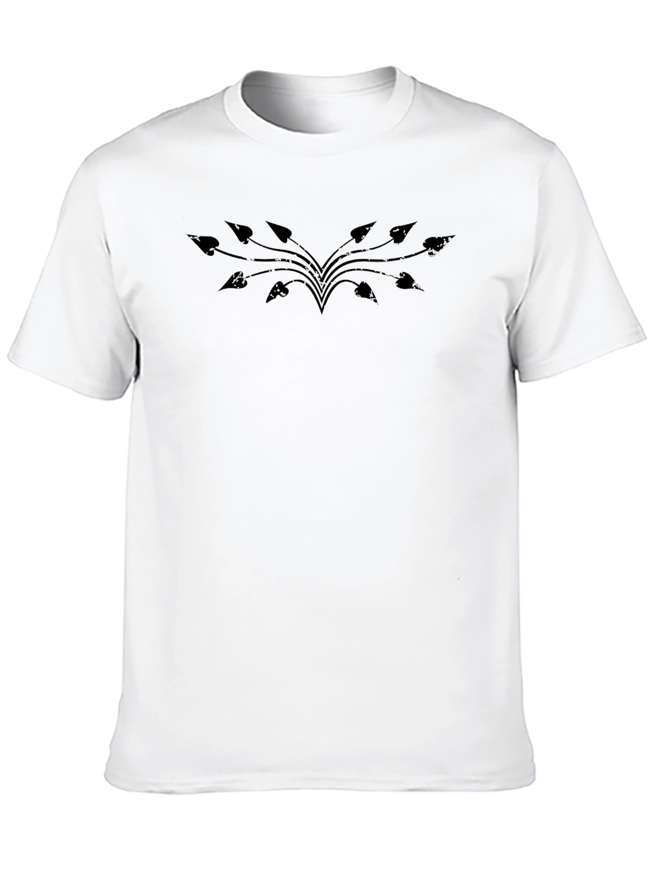 Black Tee with Abstract Leaf Design
