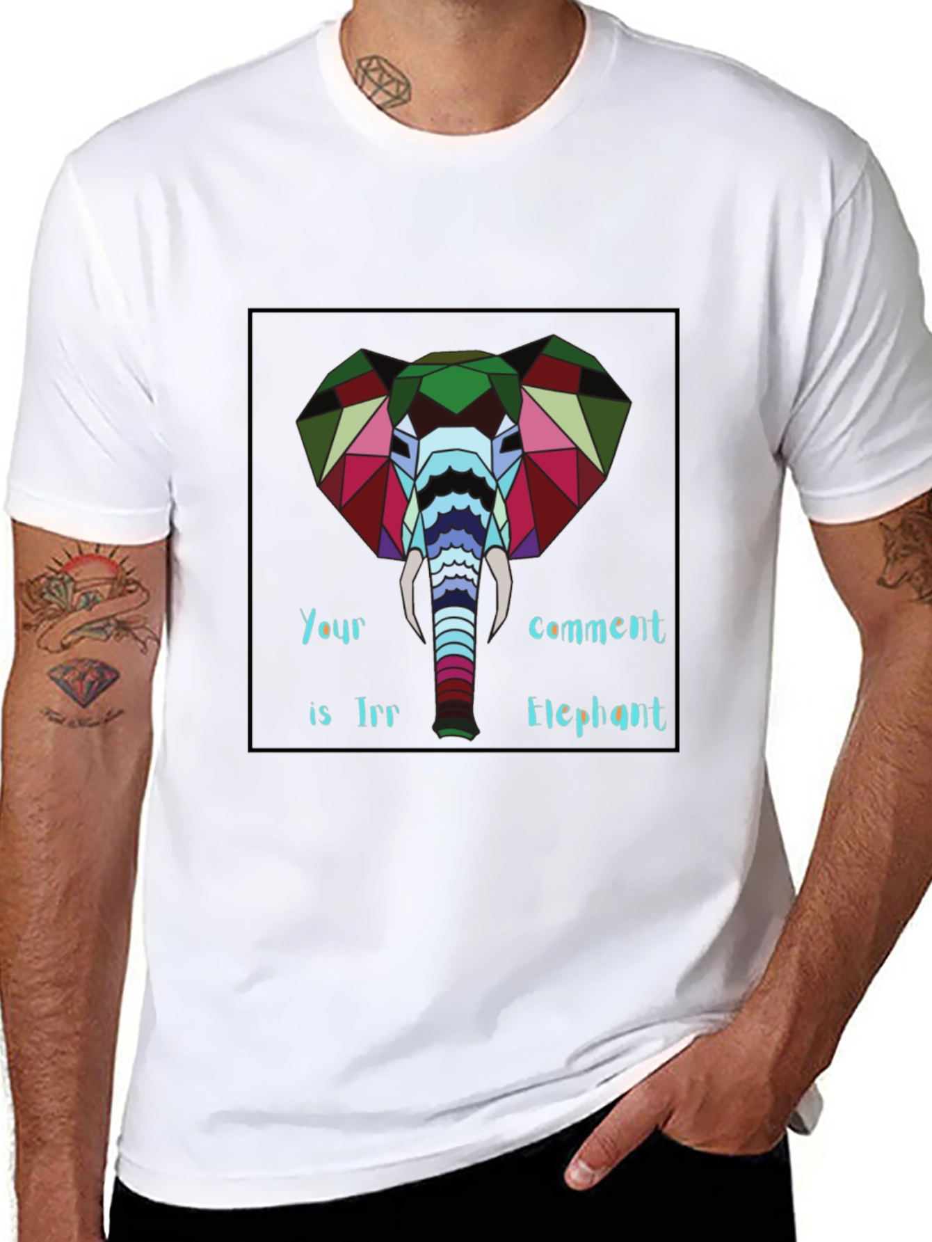 Geometric Elephant Graphic Tee - Unique Statement Shirt