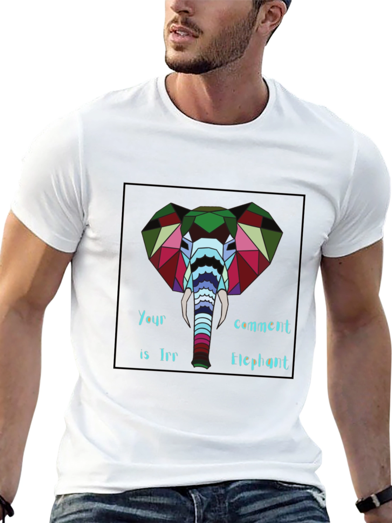 Geometric Elephant Graphic Tee - Unique Statement Shirt