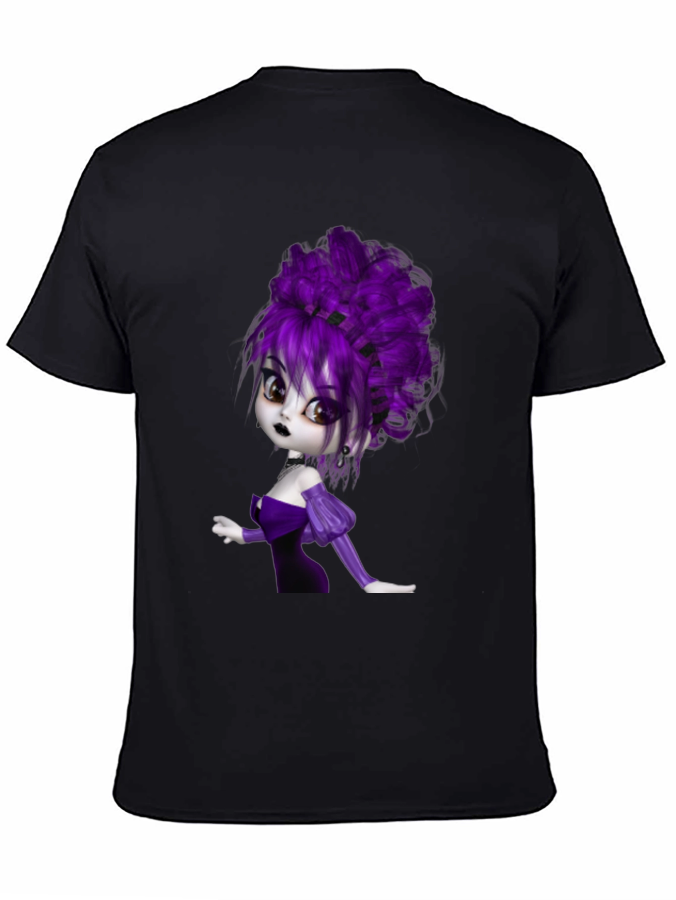 Gothic Cartoon Girl T-Shirt - Black