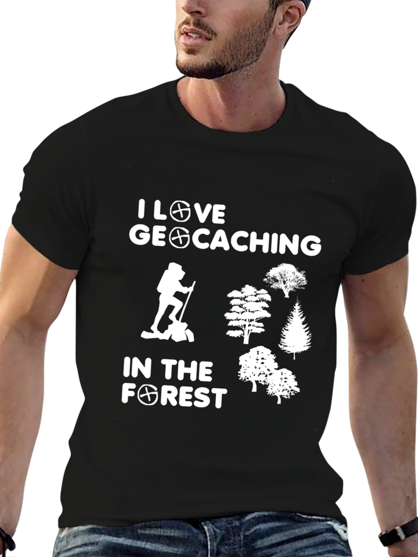Geocaching T-Shirt - I Love Geocaching Forest Tee