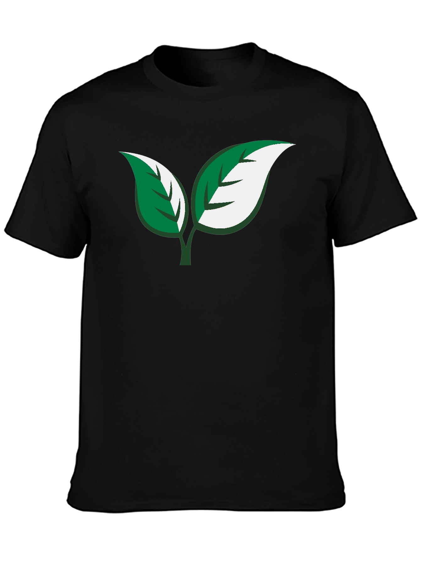Eco-Friendly Leaf Design Black T-Shirt