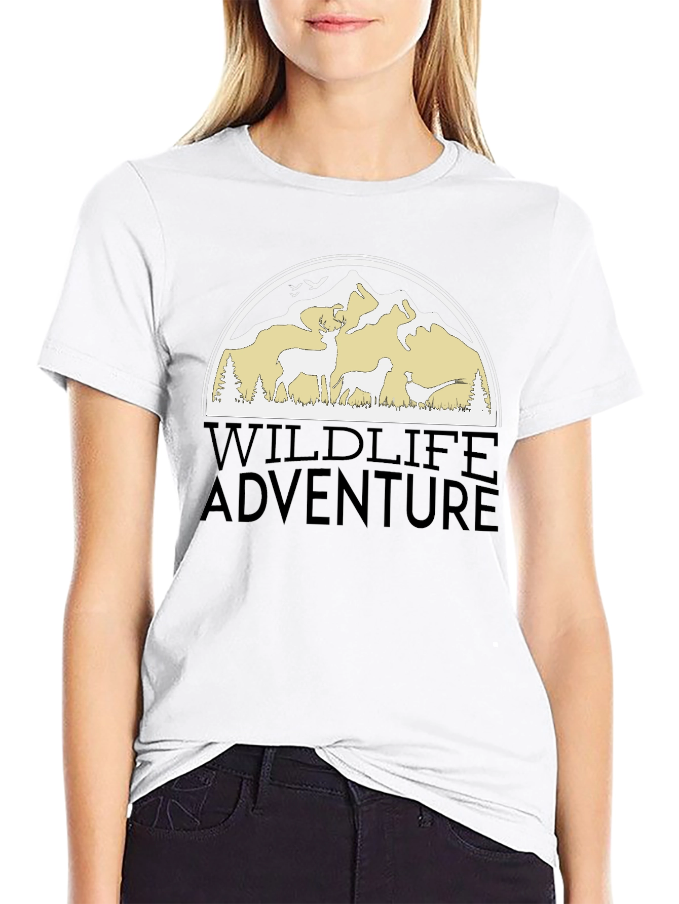 Wildlife Adventure Graphic Tee - Black Cotton Blend