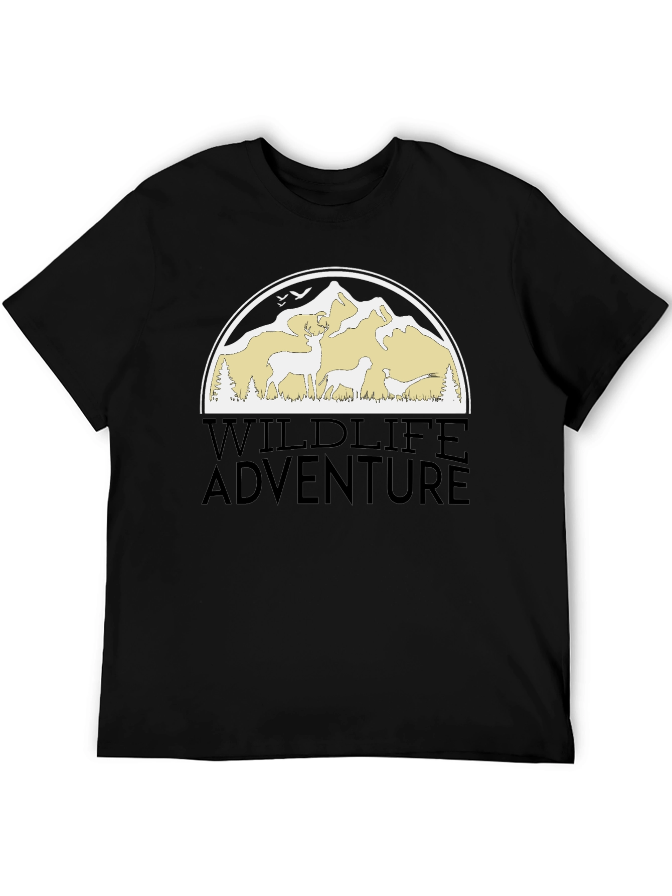 Wildlife Adventure Graphic Tee - Black Cotton Blend