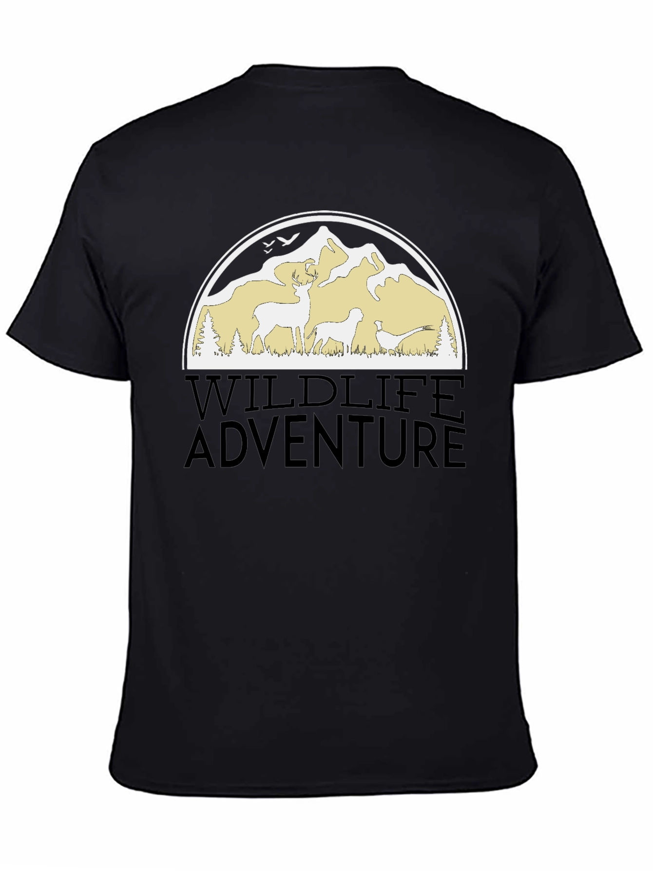 Wildlife Adventure Graphic Tee - Black Cotton Blend