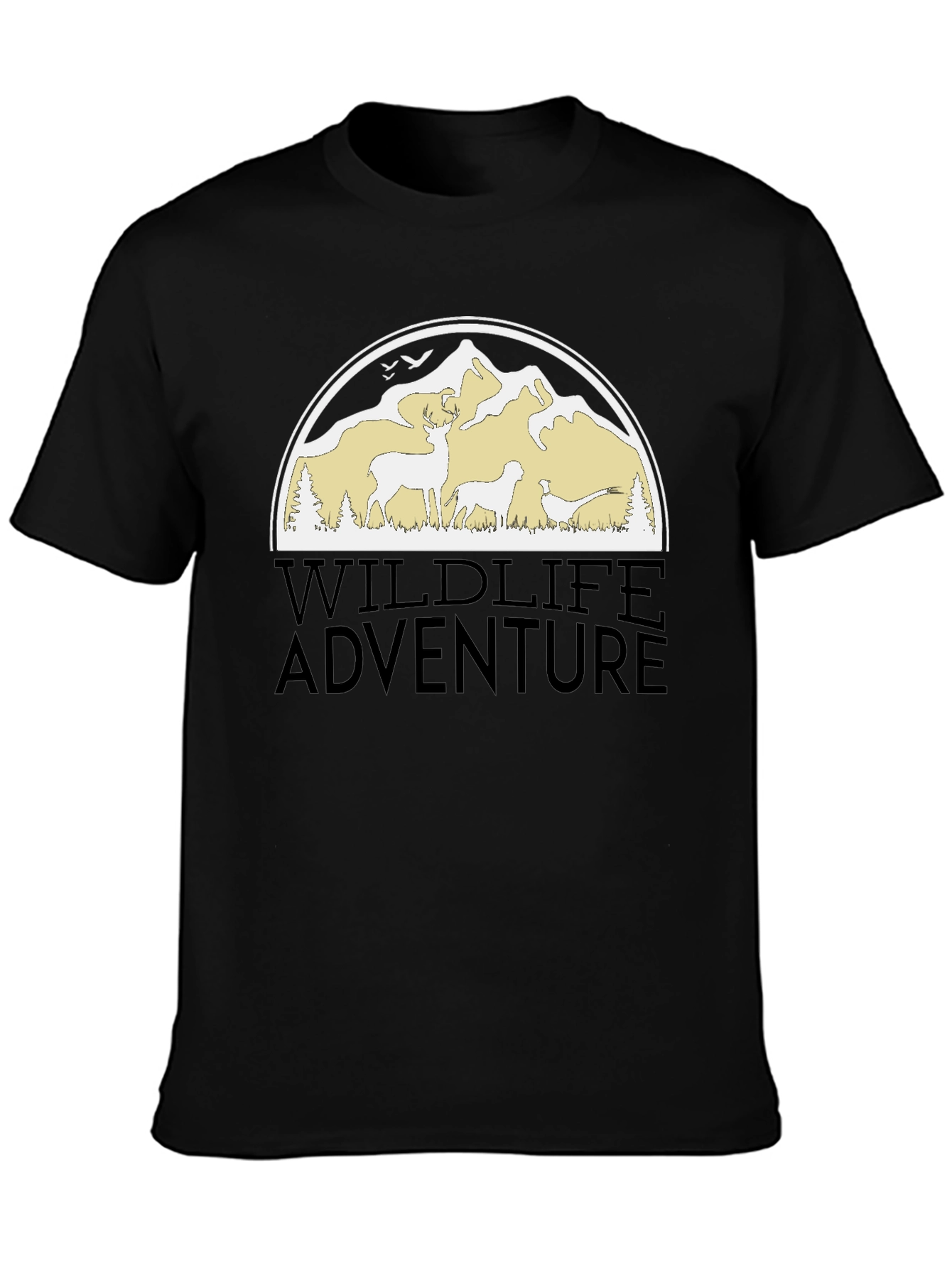 Wildlife Adventure Graphic Tee - Black Cotton Blend