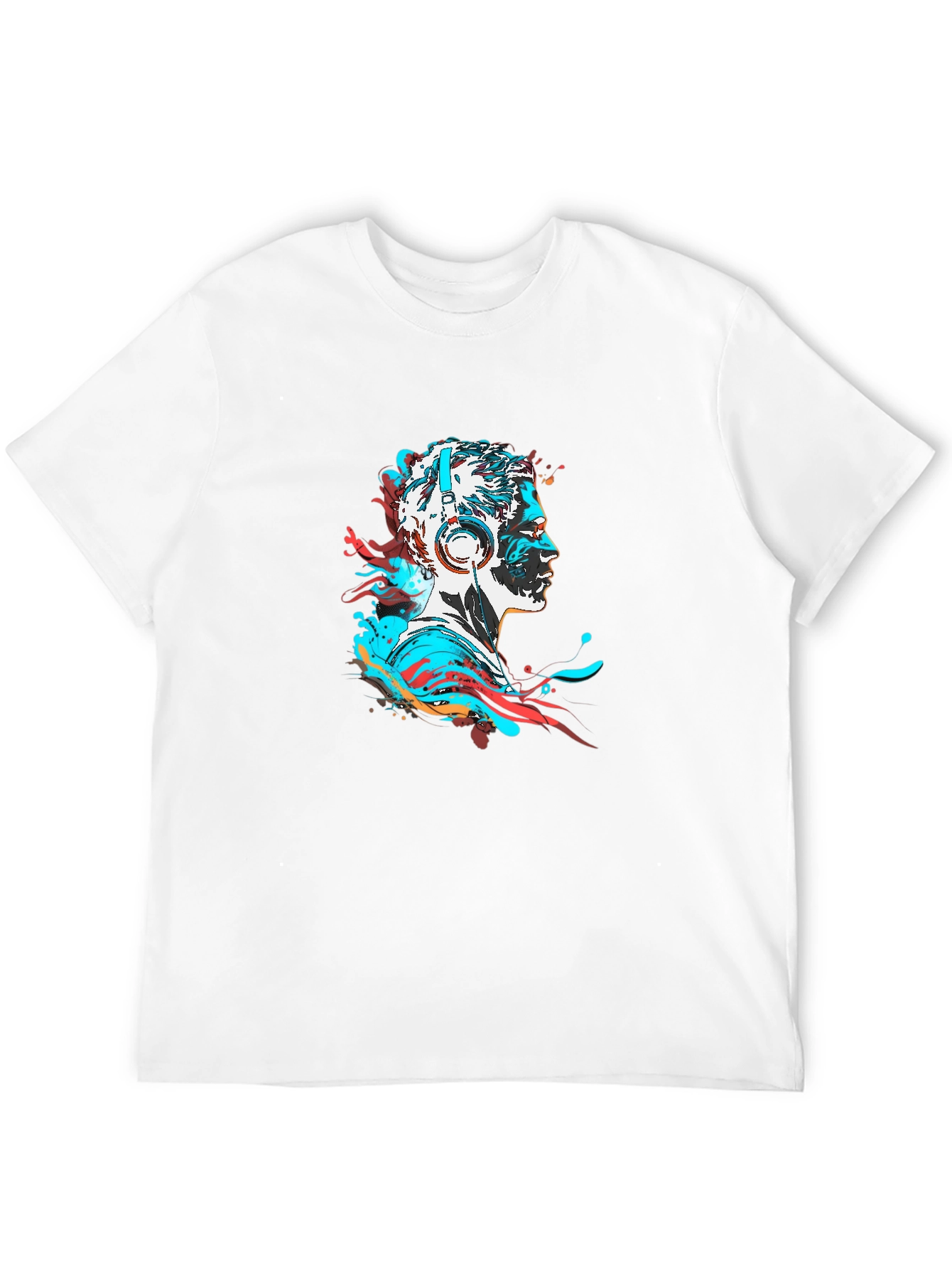 Abstract Man with Headphones Black T-Shirt
