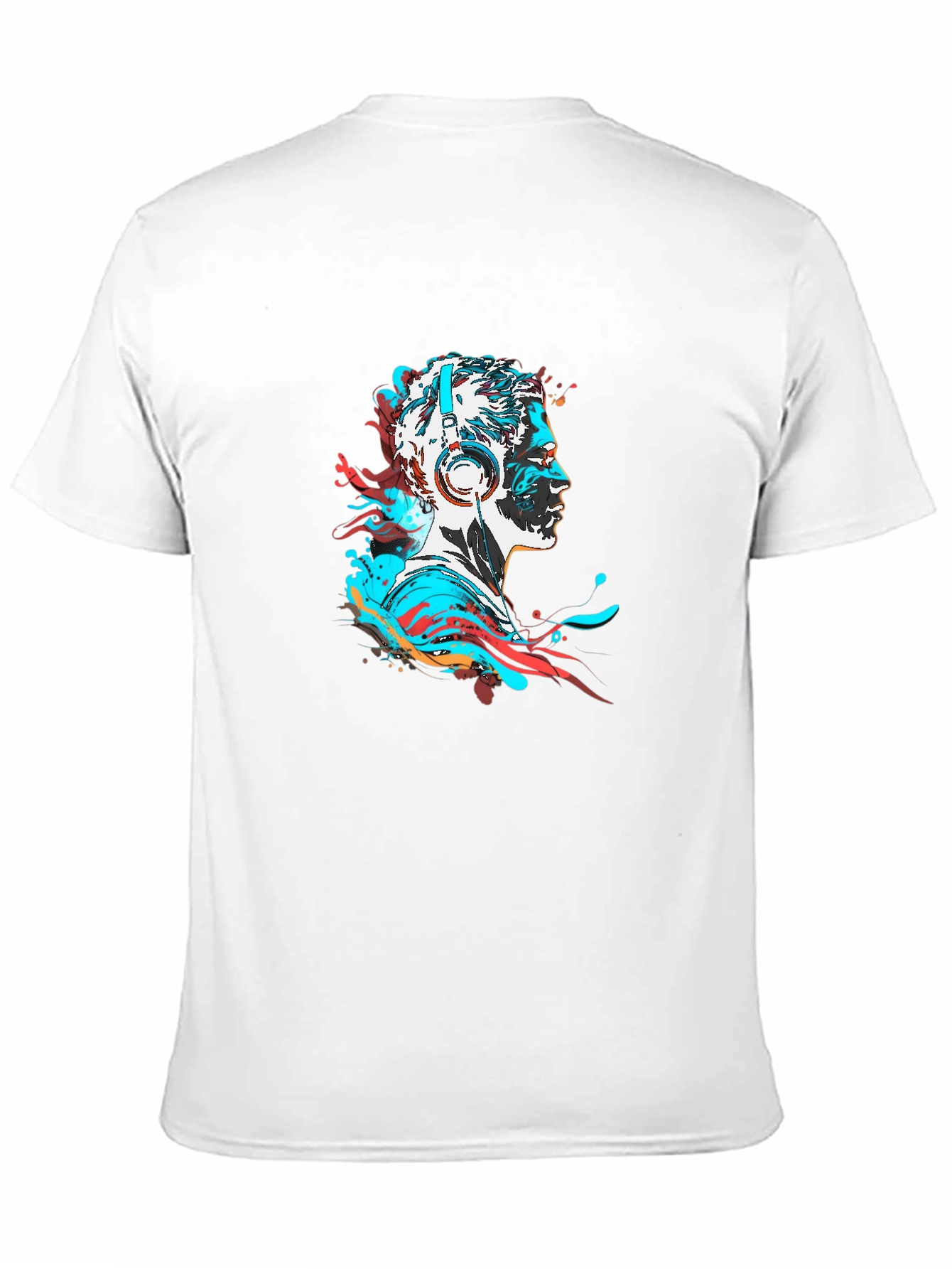 Abstract Man with Headphones Black T-Shirt