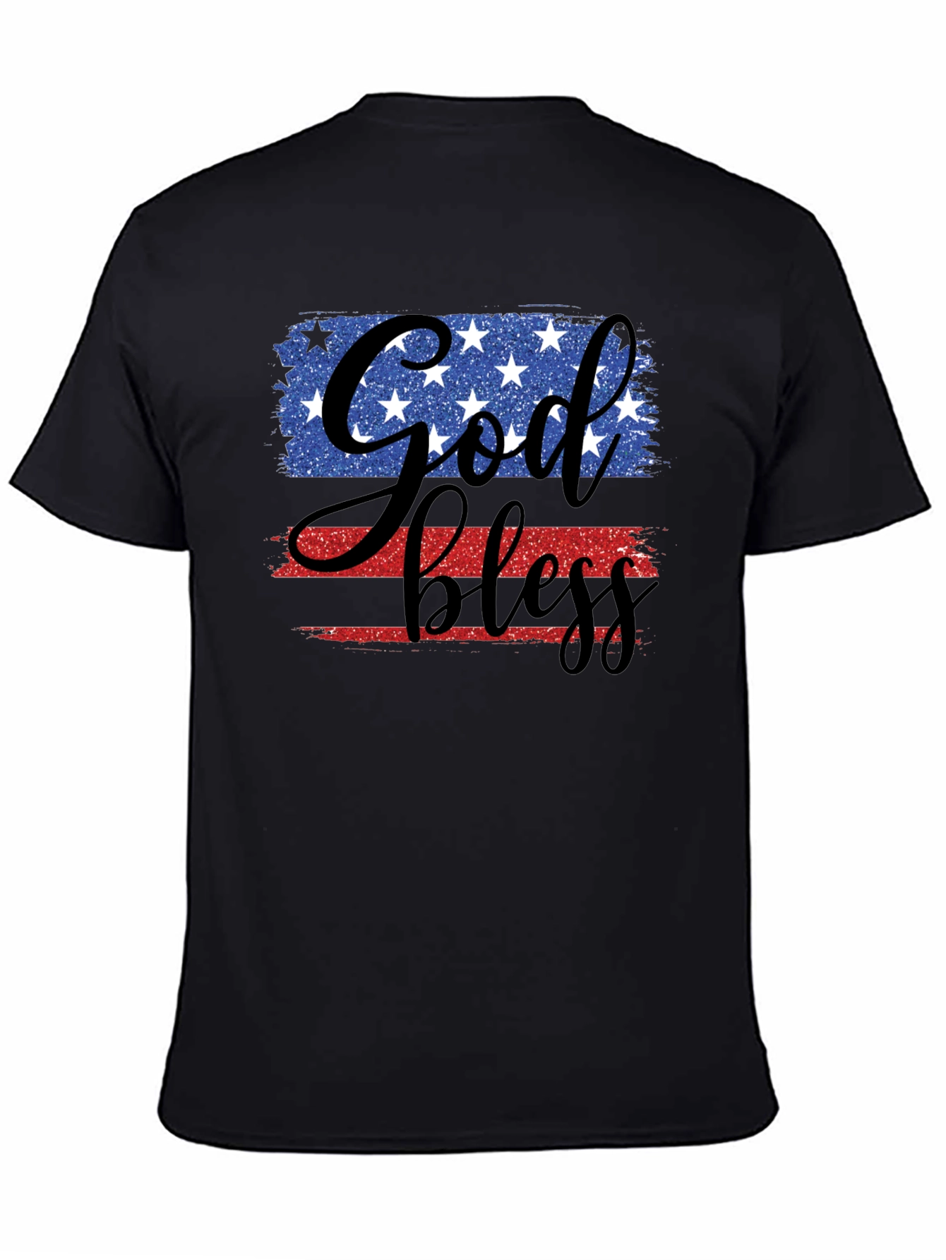 God Bless Patriotic USA Flag Graphic T-Shirt