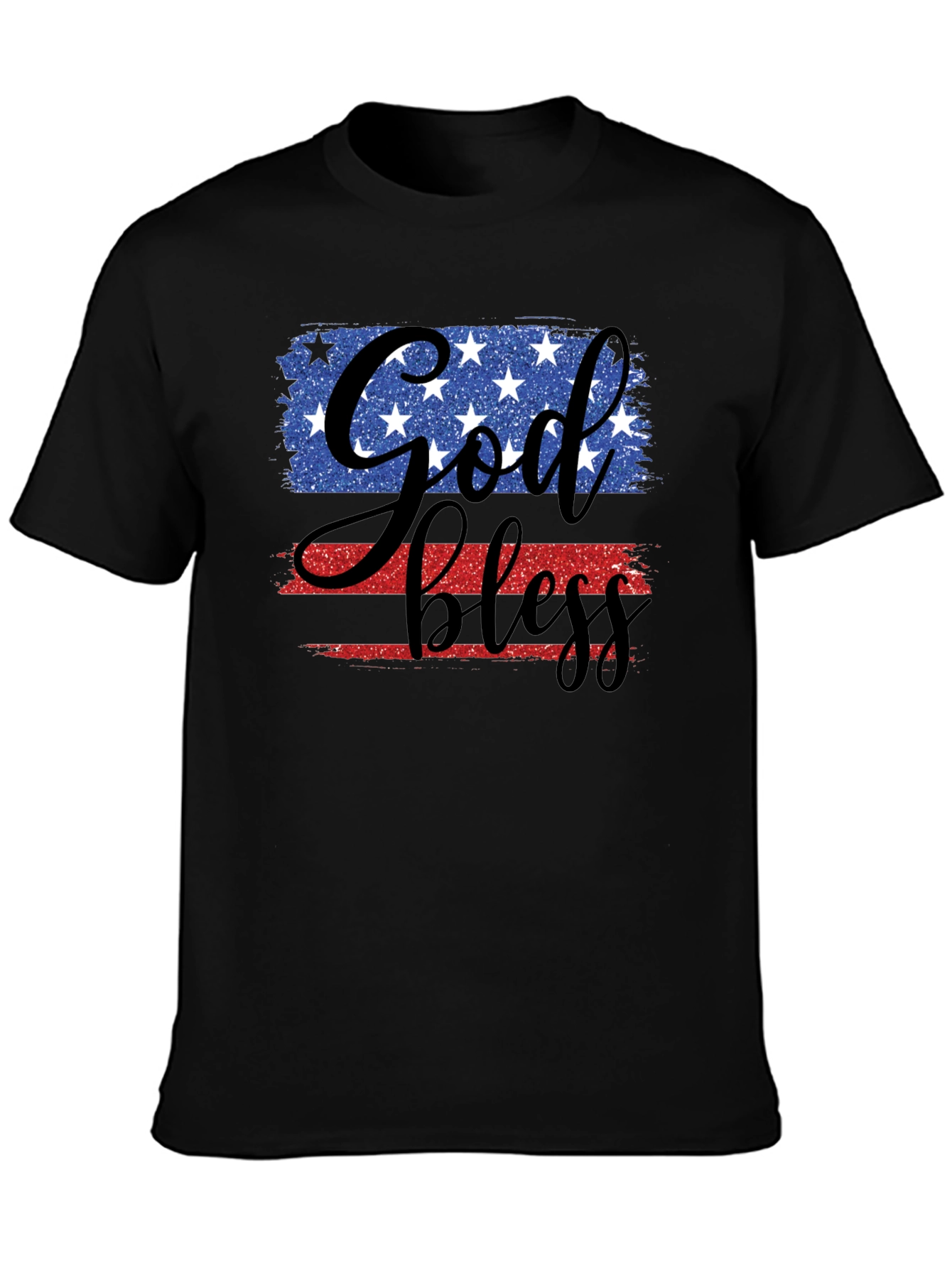 God Bless Patriotic USA Flag Graphic T-Shirt