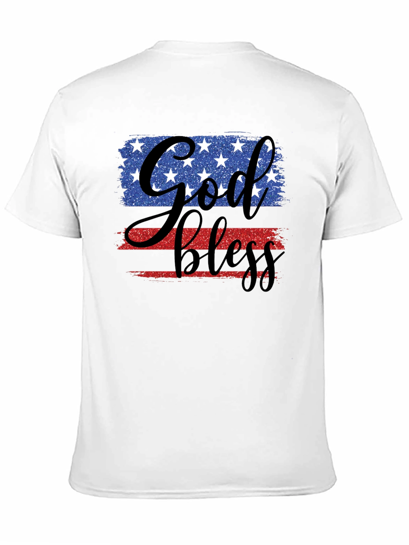 God Bless Patriotic USA Flag Graphic T-Shirt