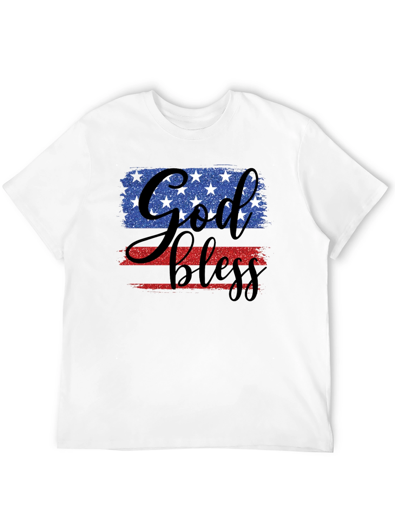 God Bless Patriotic USA Flag Graphic T-Shirt