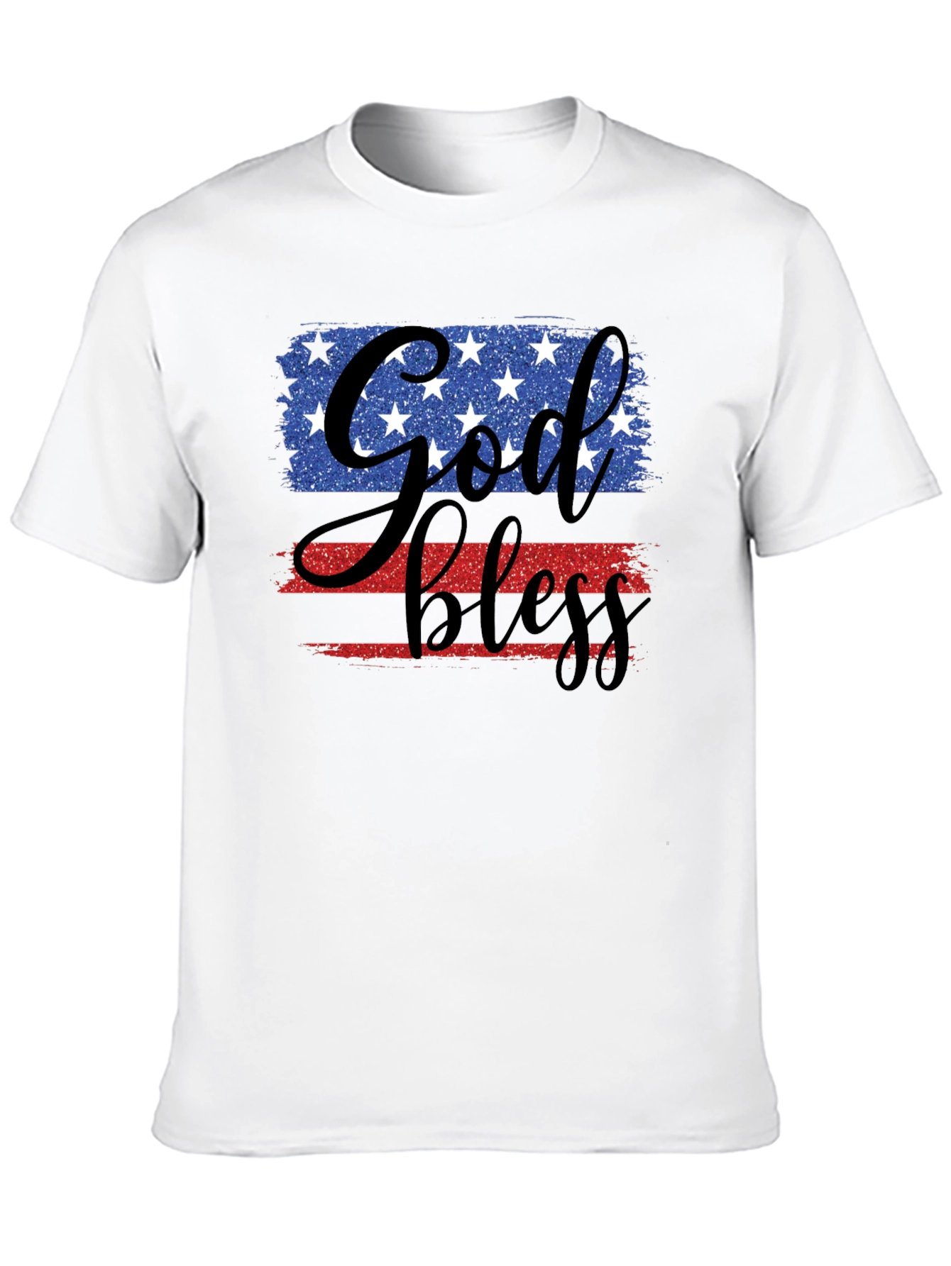 God Bless Patriotic USA Flag Graphic T-Shirt