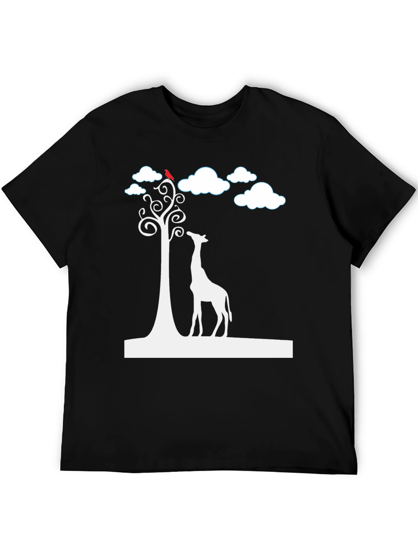 Giraffe & Tree Graphic Tee - Stylish Black T-Shirt