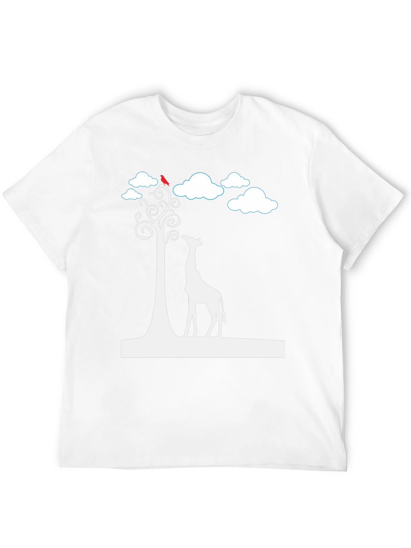 Giraffe & Tree Graphic Tee - Stylish Black T-Shirt